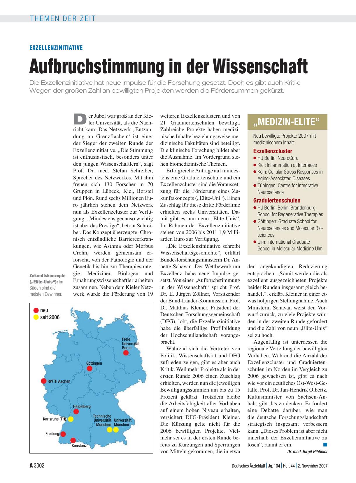 Vorschauseite 1: Exzellenzinitiative: Aufbruchstimmung in der Wissenschaft
