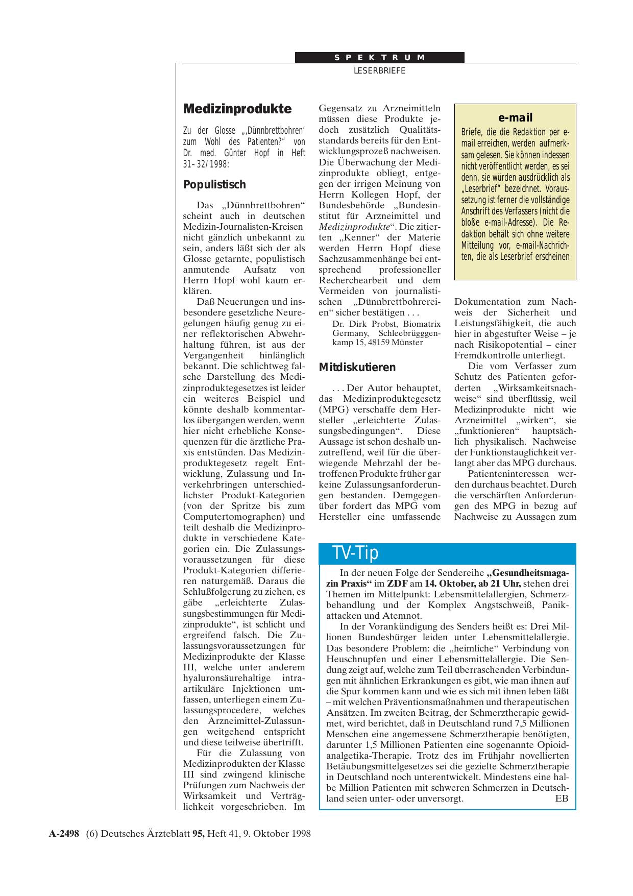 Vorschauseite 1: Medizinprodukte: e-mail