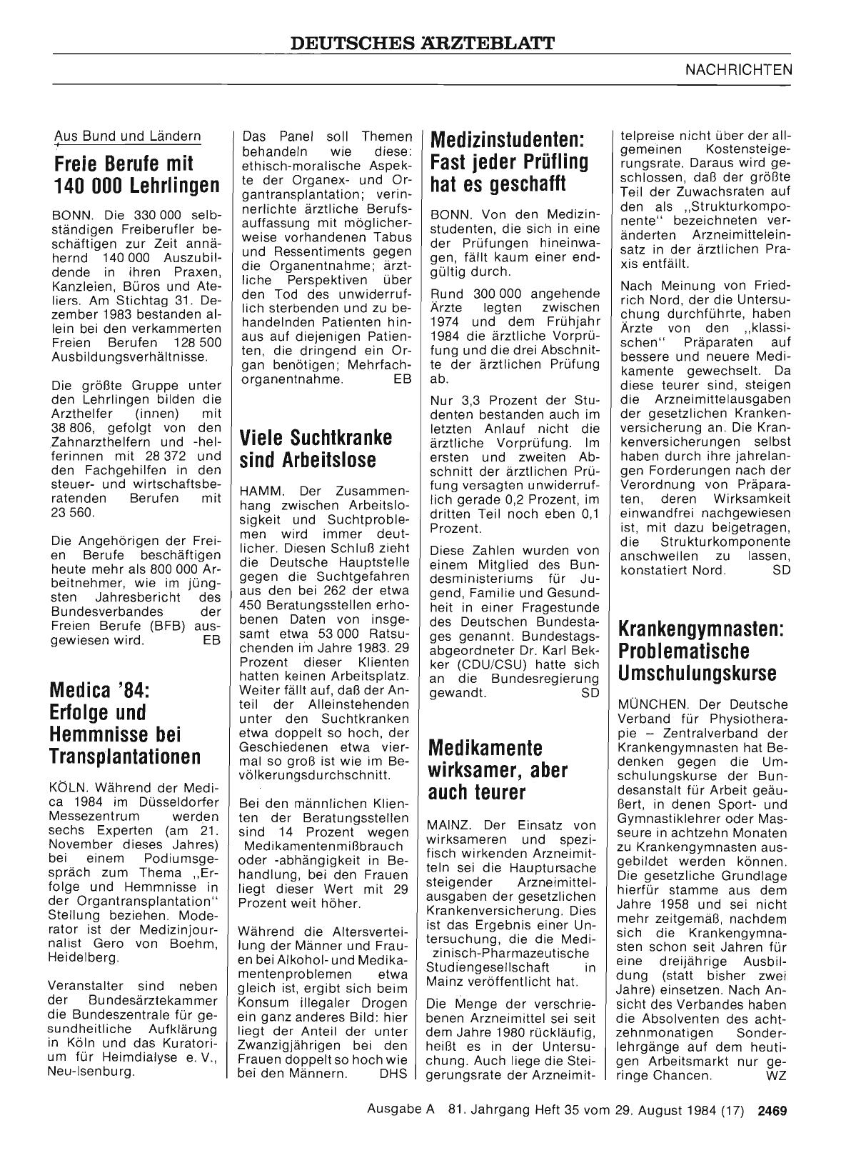 Vorschauseite 1: Freie Berufe mit 140 000 Lehrlingen
