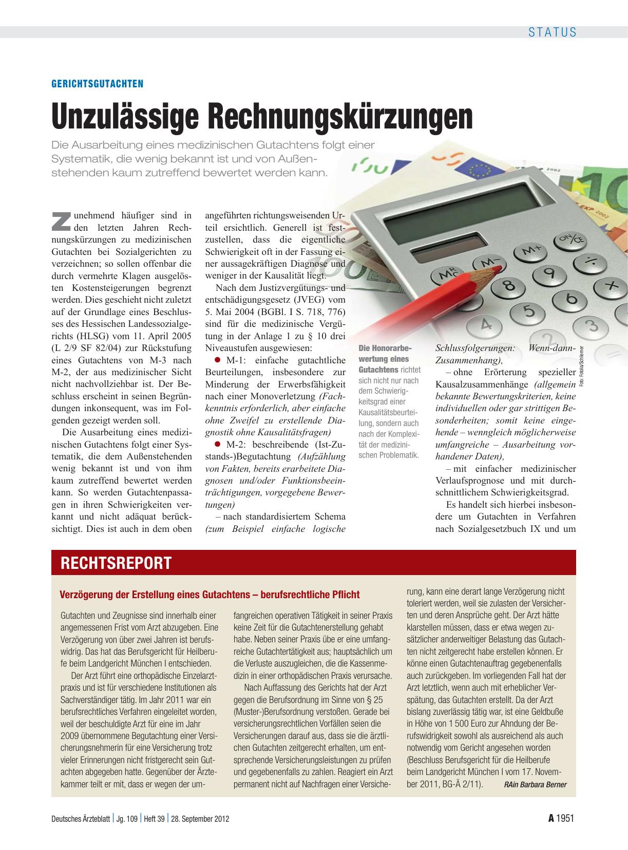 Vorschauseite 1: Gerichtsgutachten: Unzulässige Rechnungskürzungen