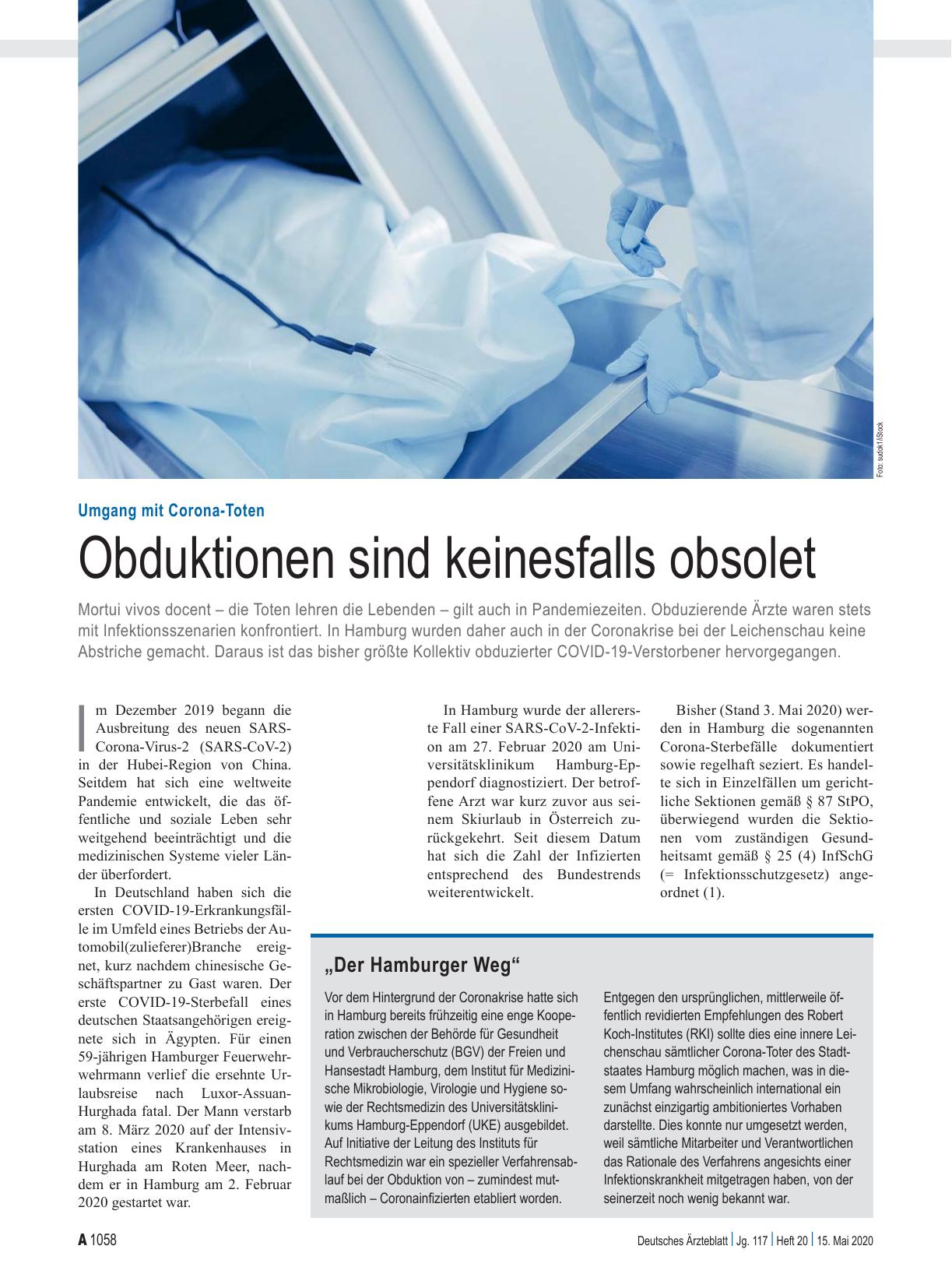 Vorschauseite 1: Umgang mit Corona-Toten: Obduktionen sind keinesfalls obsolet