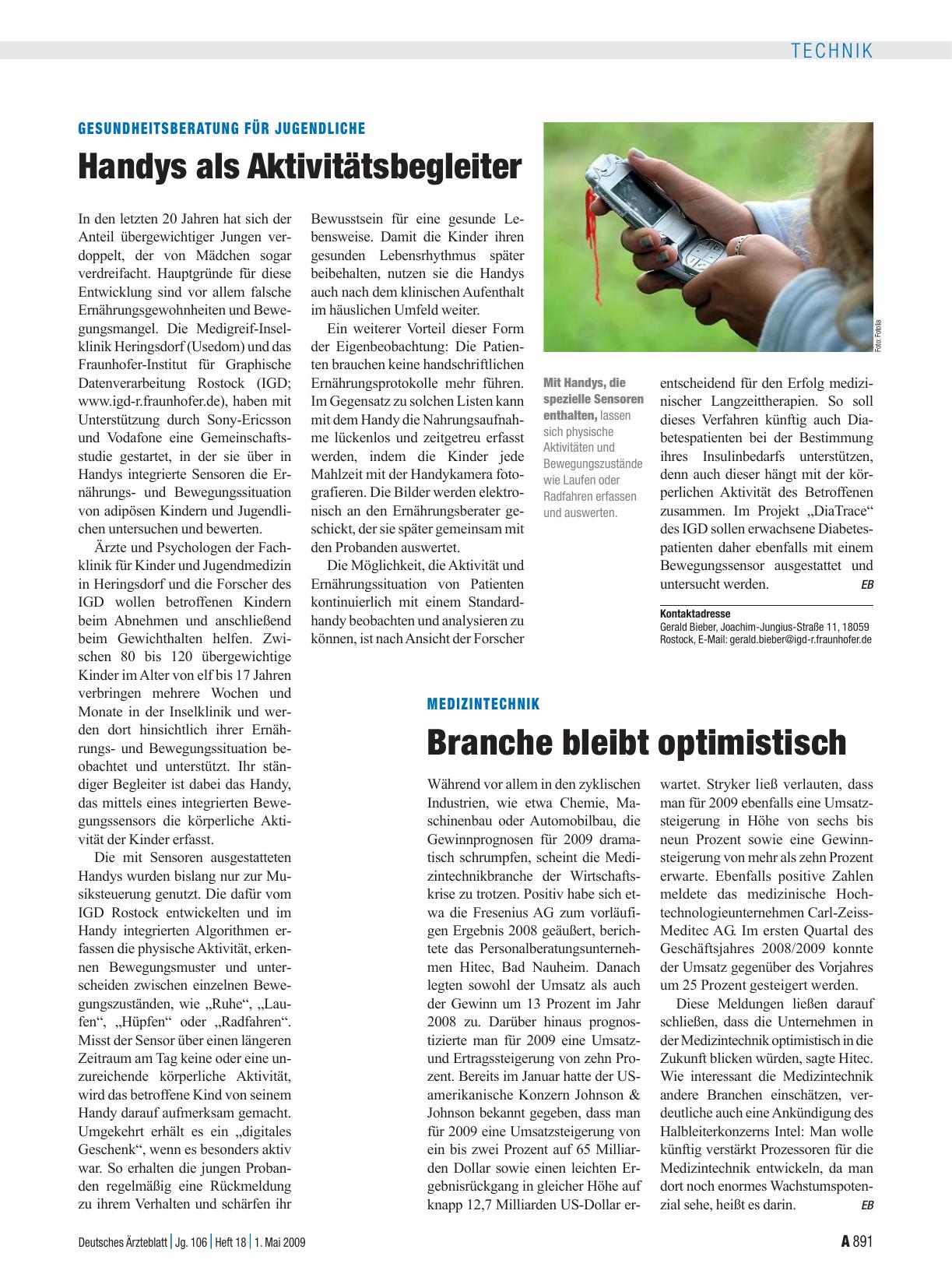 Vorschauseite 1: Gesundheitsberatung für Jugendliche: Handys als Aktivitätsbegleiter
