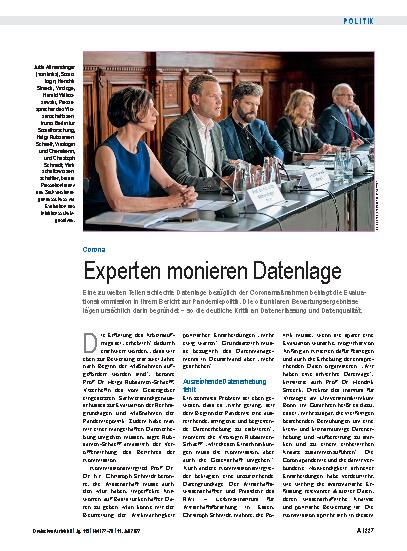 Vorschauseite 1: Corona: Experten monieren Datenlage