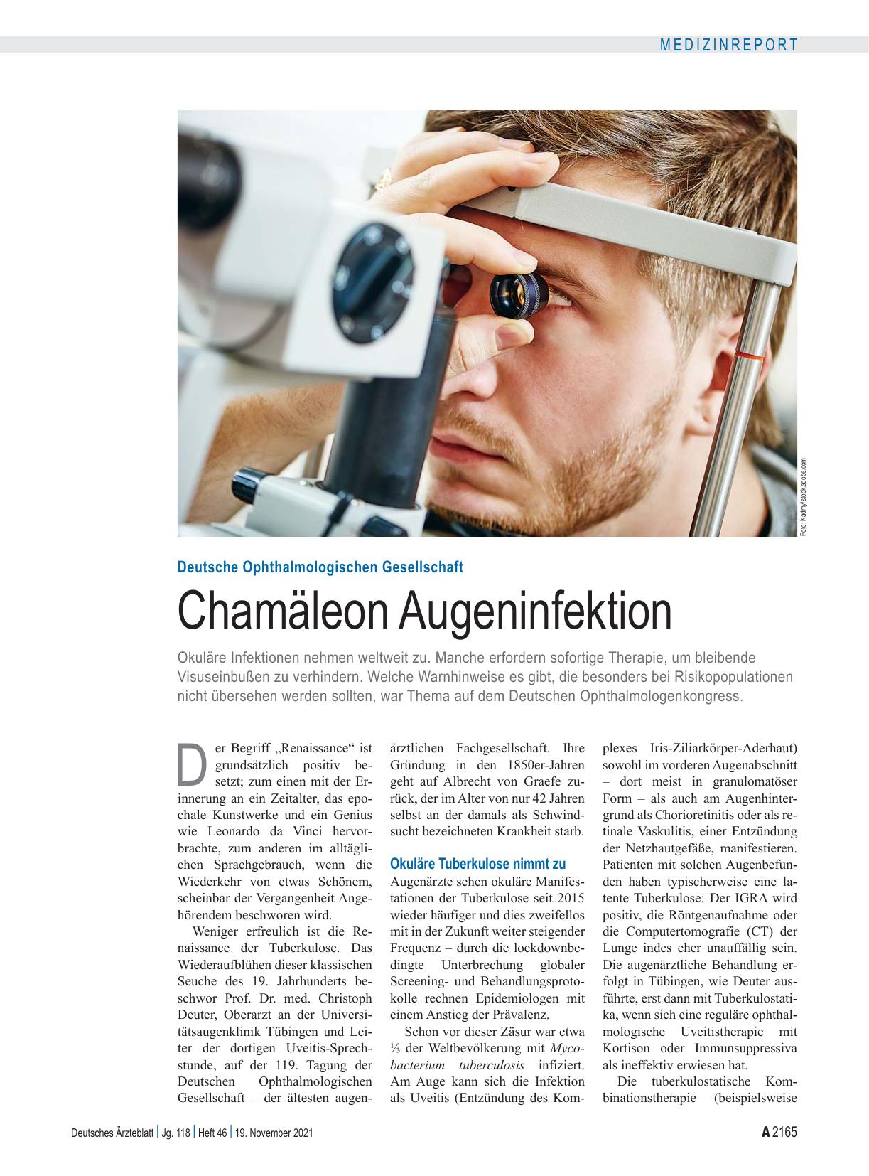 Vorschauseite 1: Deutsche Ophthalmologische Gesellschaft: Chamäleon Augeninfektion