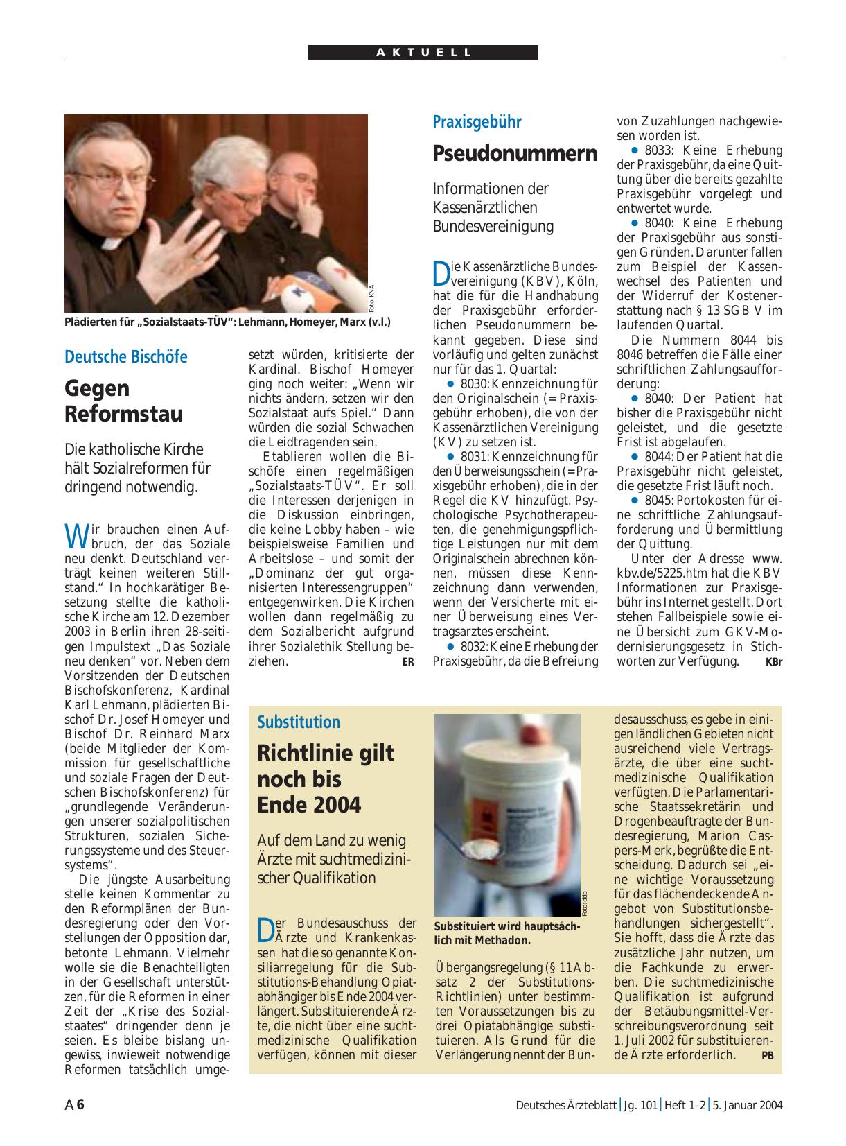 Vorschauseite 1: Praxisgebühr: Pseudonummern