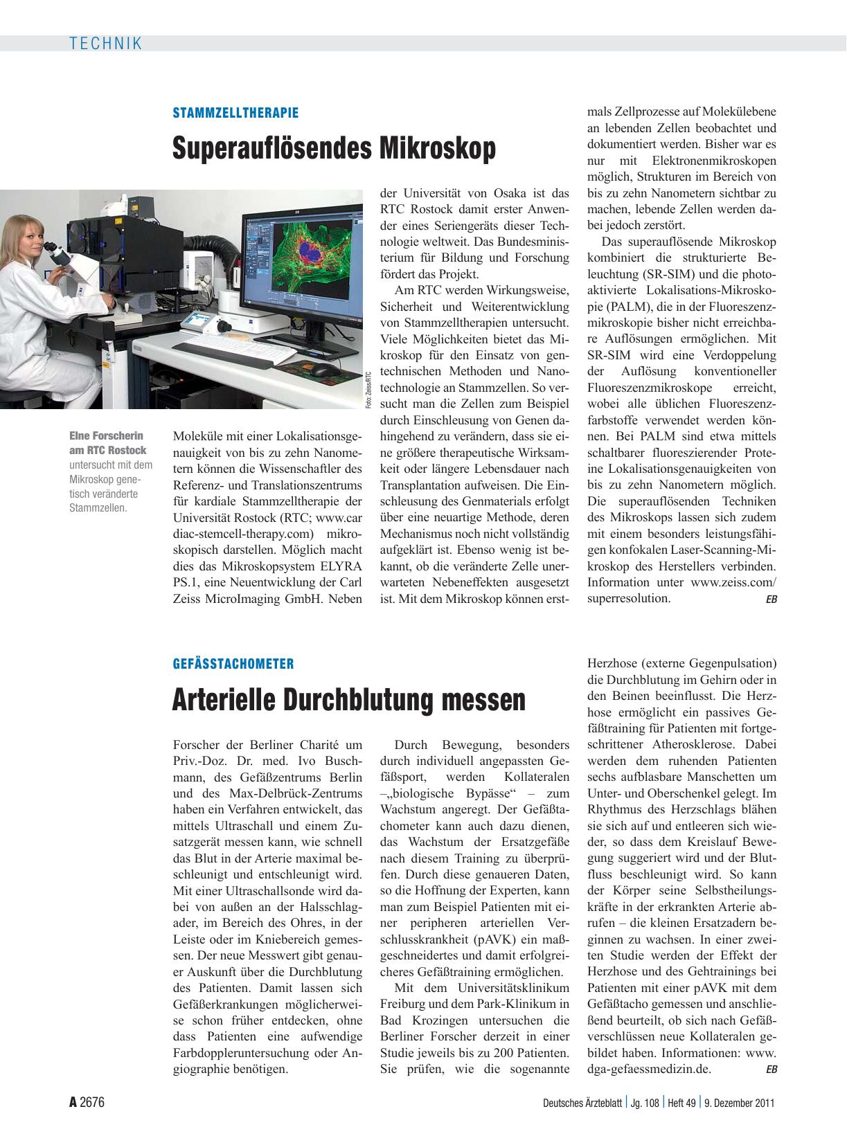 Vorschauseite 1: Gefässtachometer: Arterielle Durchblutung messen