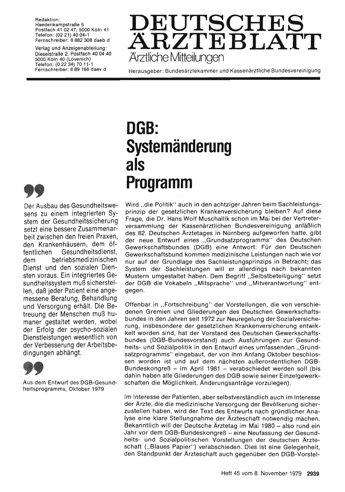Vorschauseite 1: DGB: Systemänderung als Programm
