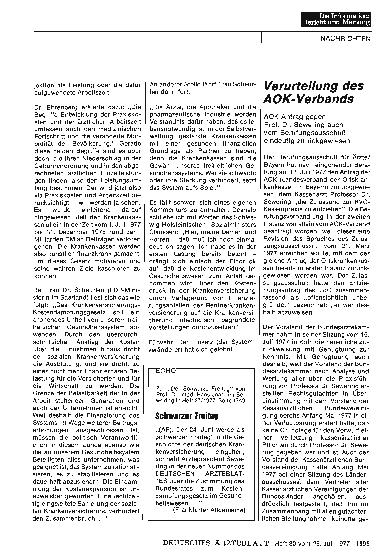 Vorschauseite 1: Verurteilung des AOK-Verbands: AOK-Antrag gegen Prof. Dr. Sewering auch vom Berufungsausschuß eindeutig zurückgewiesen