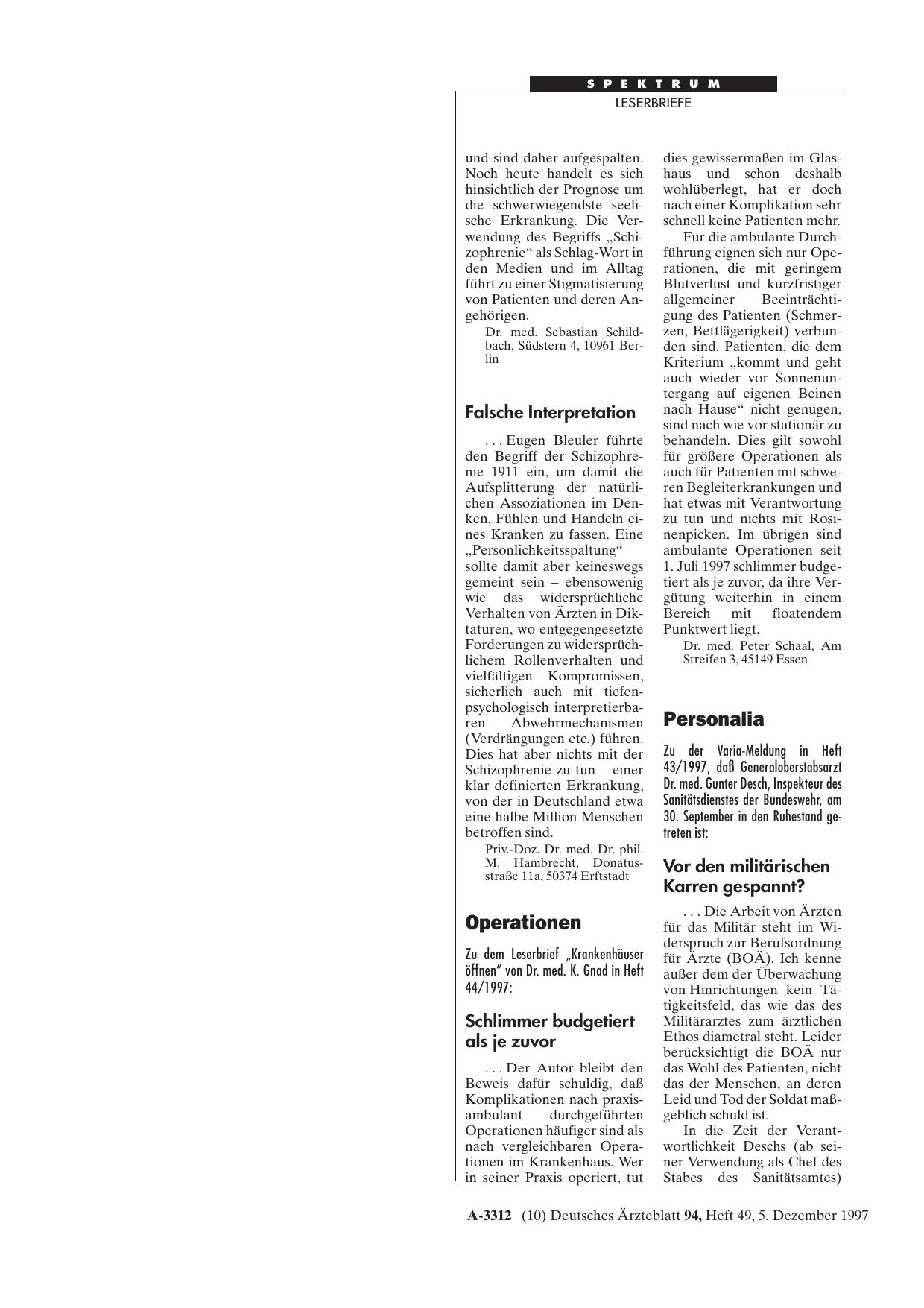 Vorschauseite 1: Personalia: Vor den militärischen Karren gespannt?