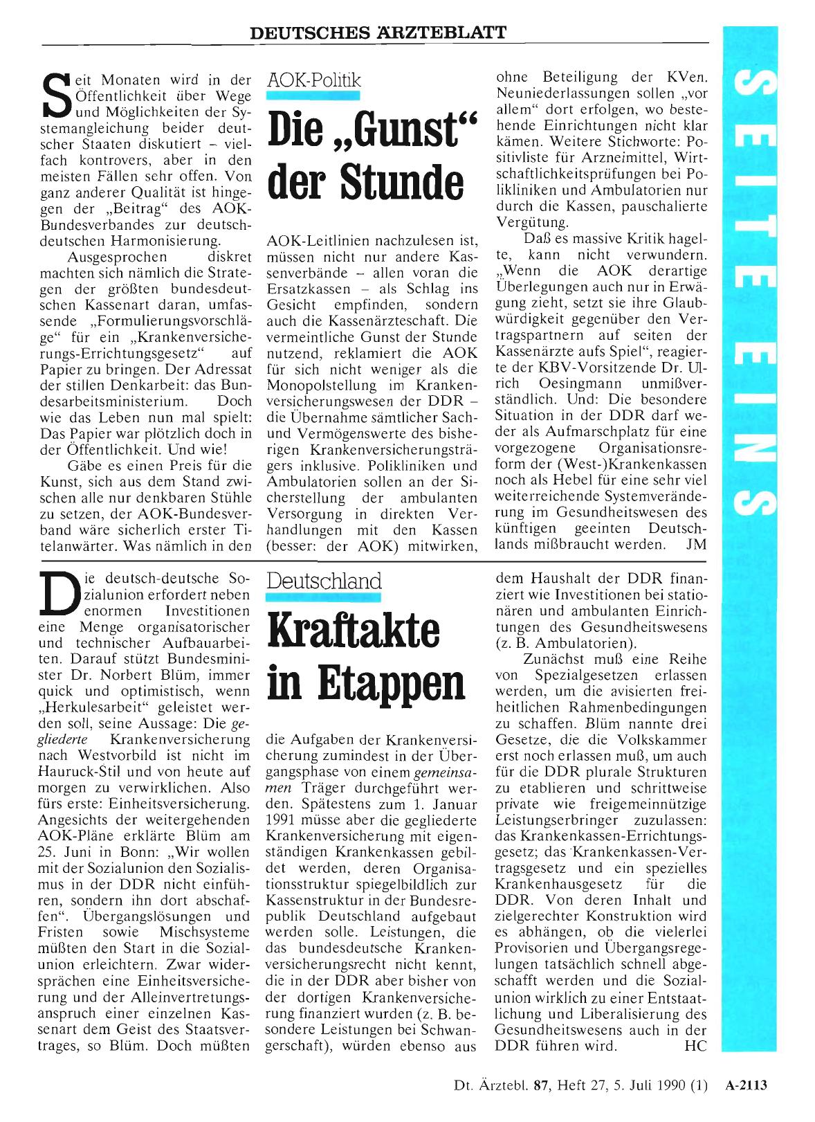 Vorschauseite 1: AOK-Politik: Die „Gunst“ der Stunde