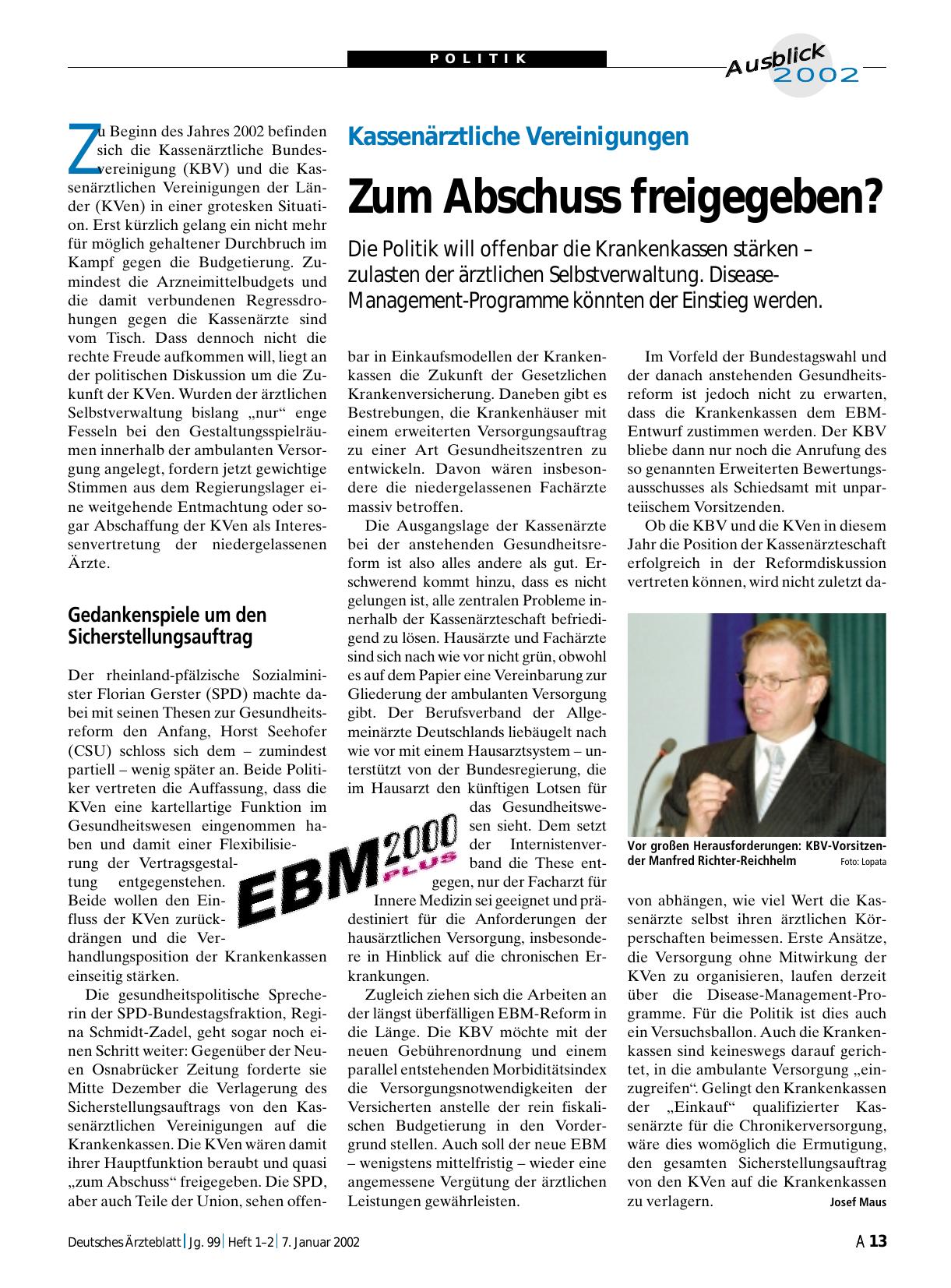 Vorschauseite 1: Kassenärztliche Vereinigungen: Zum Abschuss freigegeben?