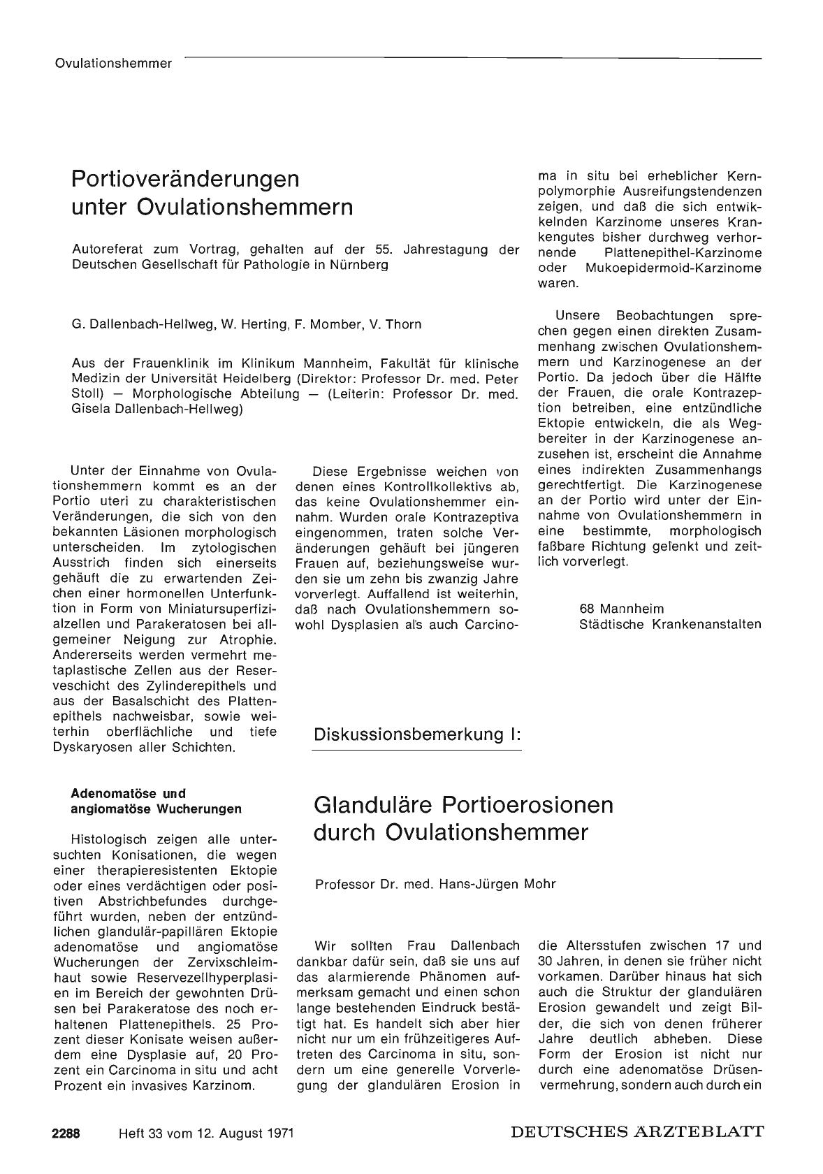 Vorschauseite 1: Portioveränderungen unter Ovulationshemmern