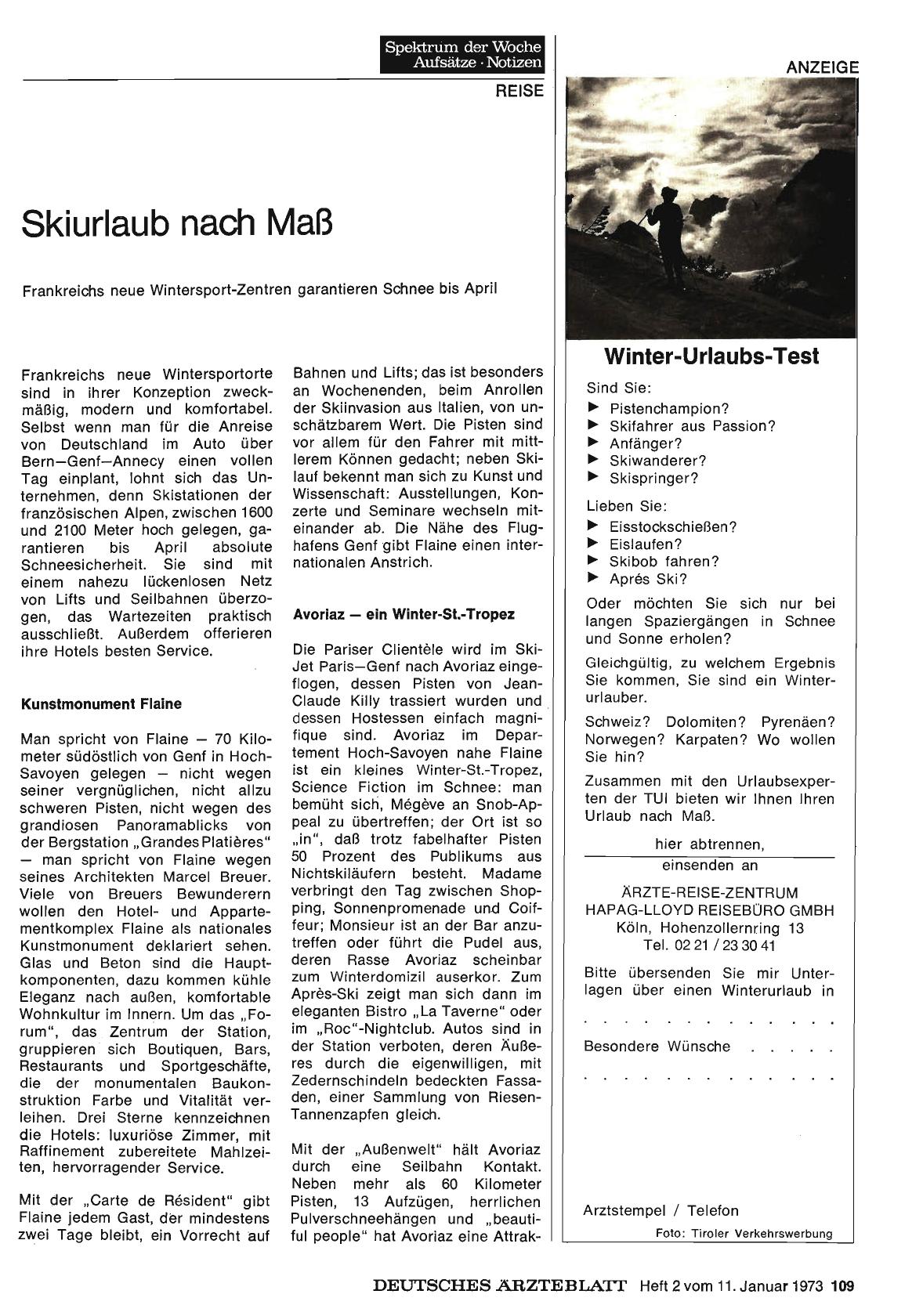 Vorschauseite 1: Skiurlaub nach Maß. Frankreichs neue Wintersport-Zentren garantieren Schnee bis April.