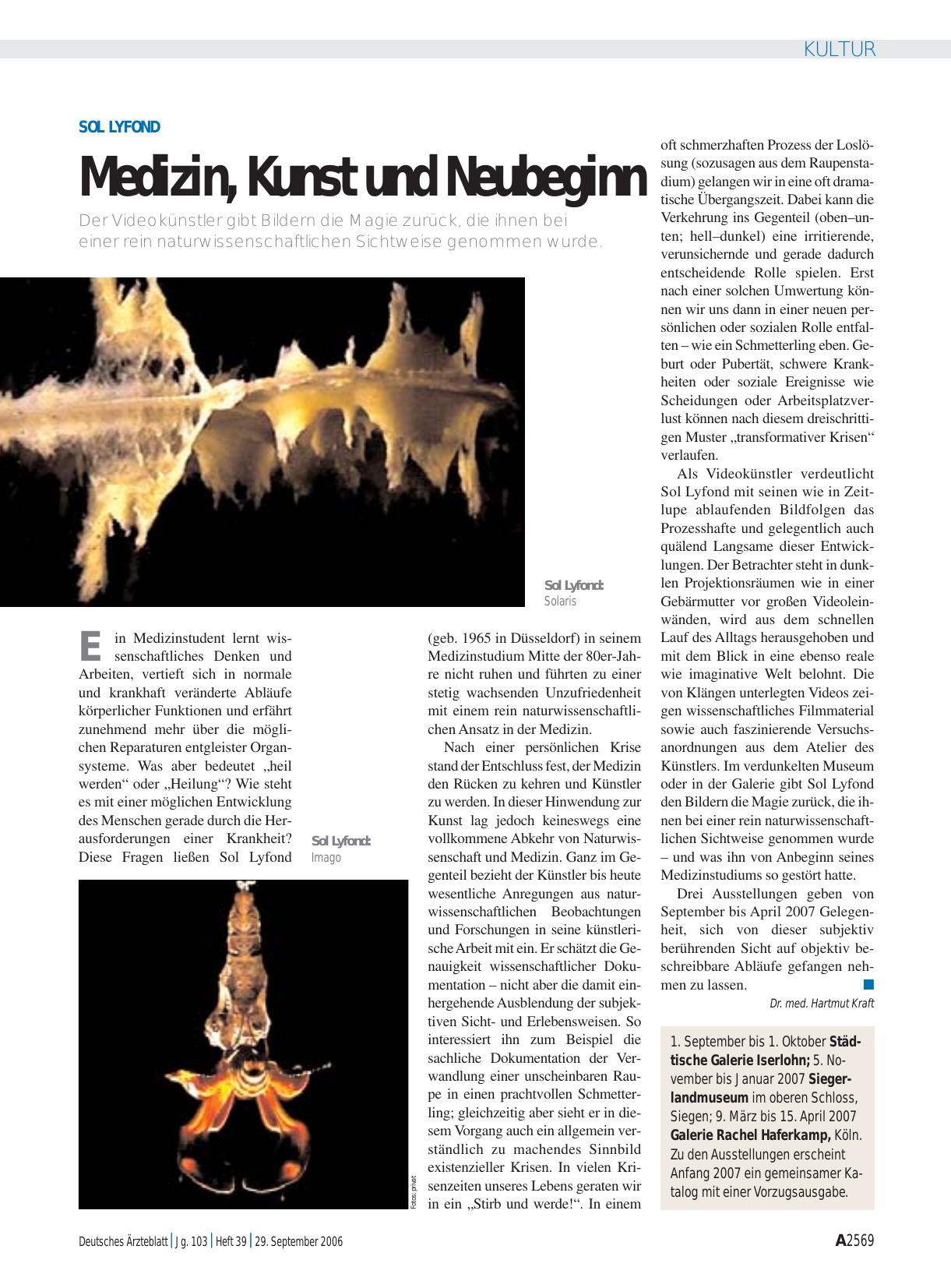 Vorschauseite 1: Sol Lyfond: Medizin, Kunst und Neubeginn