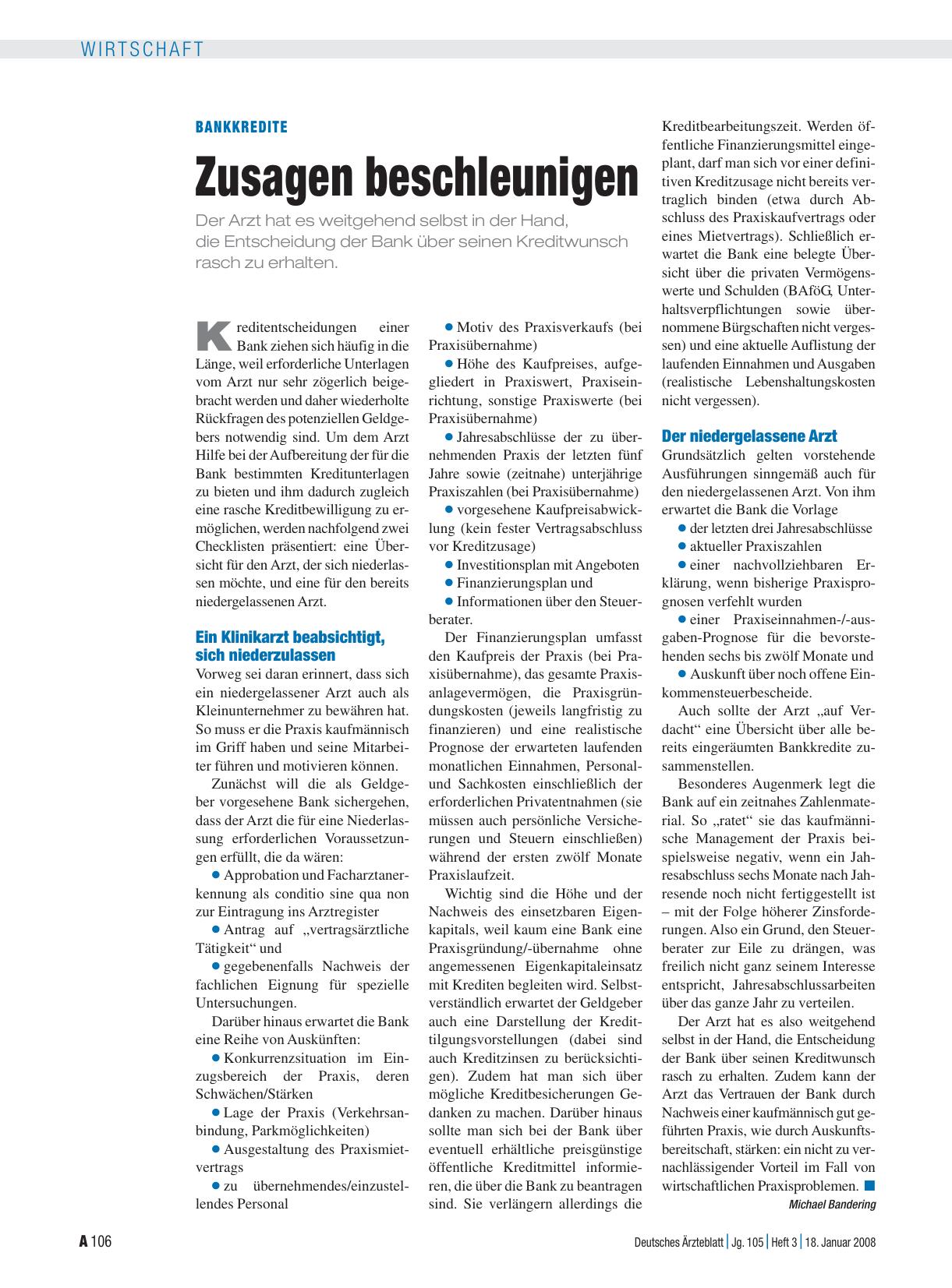 Vorschauseite 1: Bankkredite: Zusagen beschleunigen