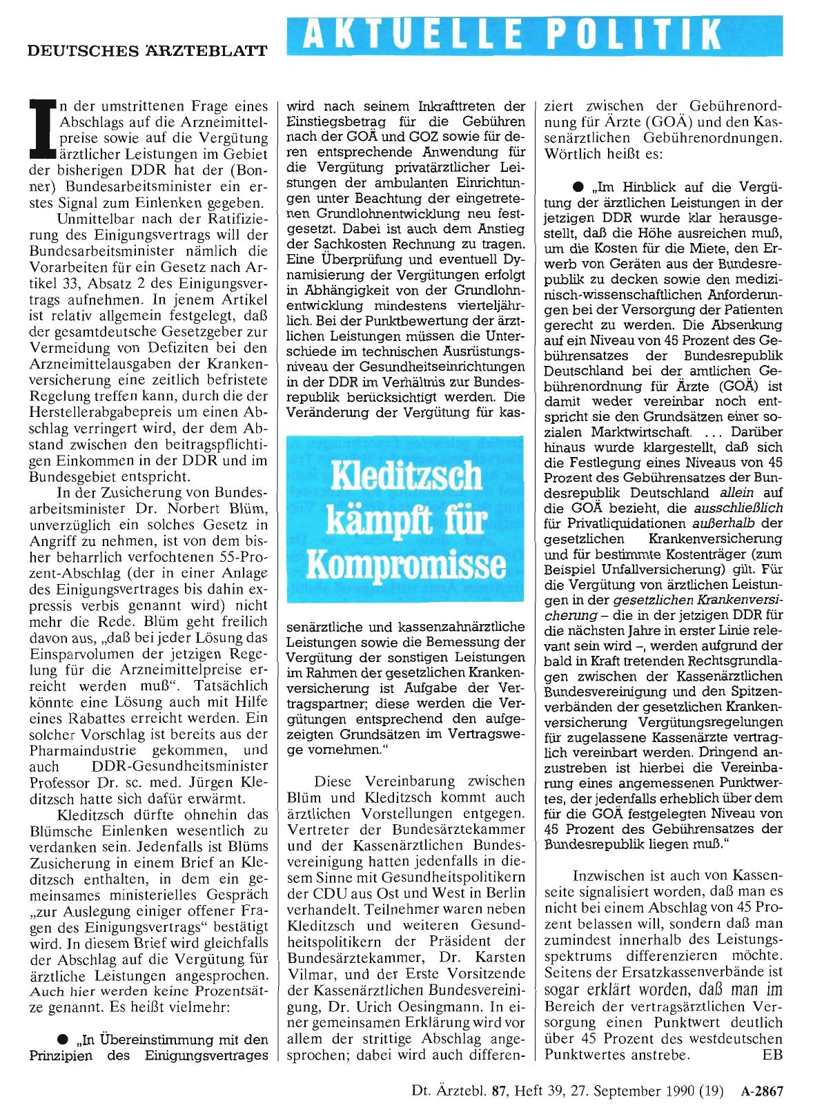 Vorschauseite 1: Kleditzsch kämpft für Kompromisse