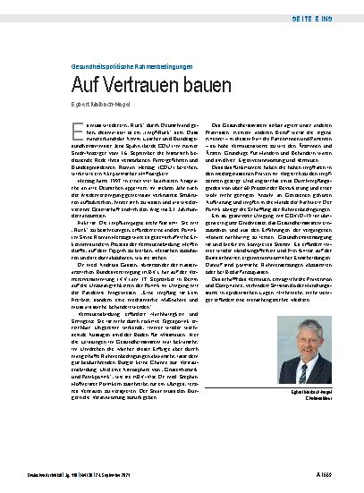 Vorschauseite 1: Gesundheitspolitische Rahmenbedingungen: Auf Vertrauen bauen