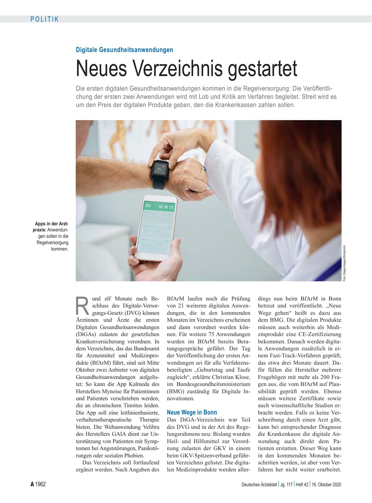 Vorschauseite 1: Digitale Gesundheitsanwendungen: Neues Verzeichnis gestartet