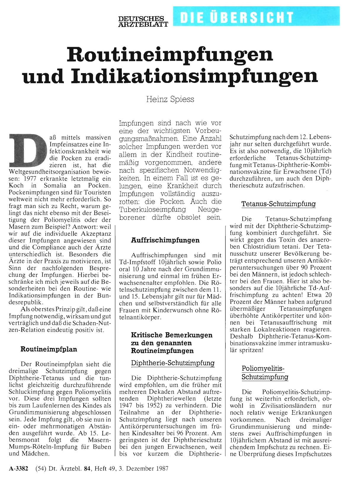 Vorschauseite 1: Routineimpfungen und Indikationsimpfungen