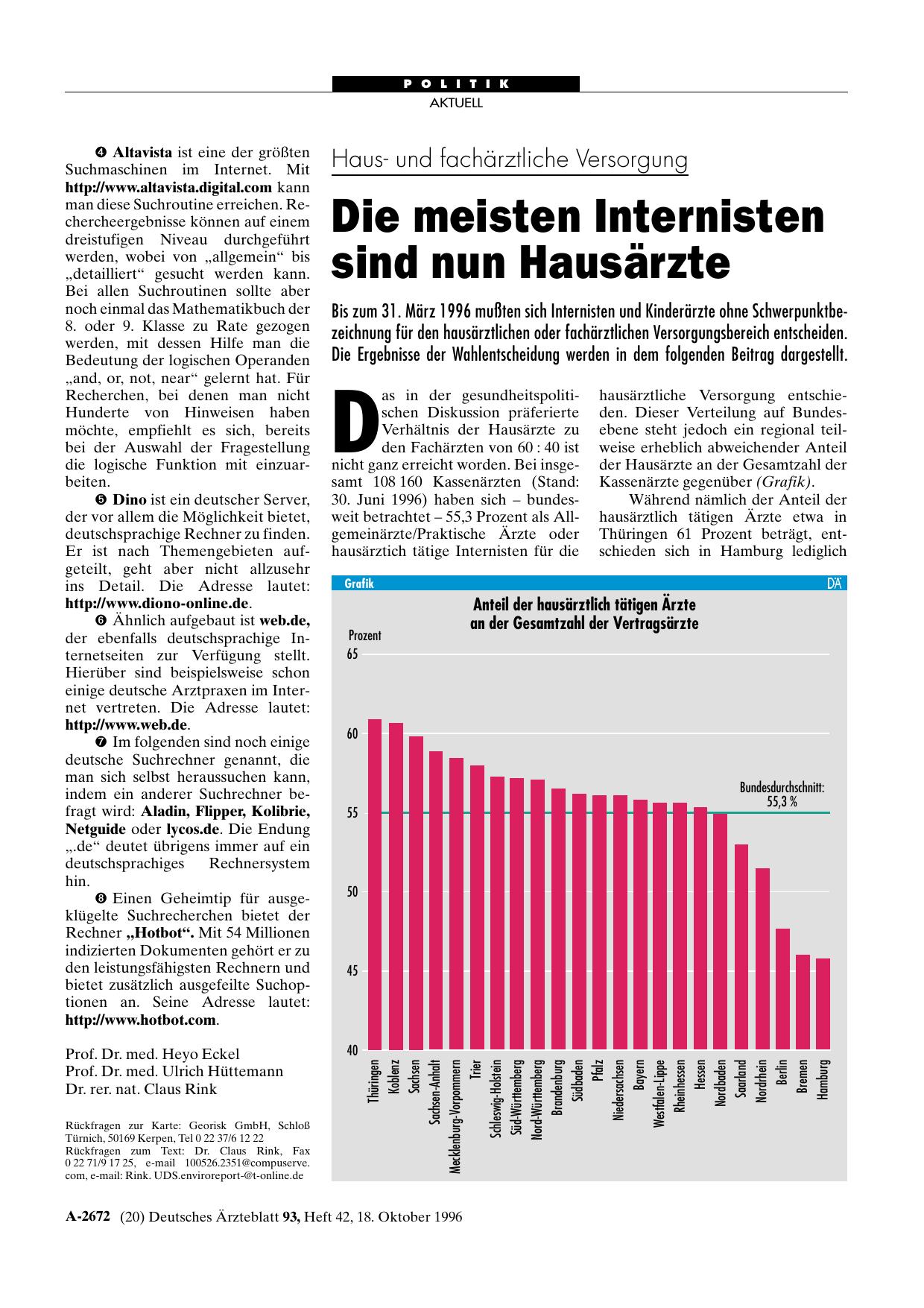 Vorschauseite 1: Hausund fachärztliche Versorgung: Die meisten Internisten sind nun Hausärzte