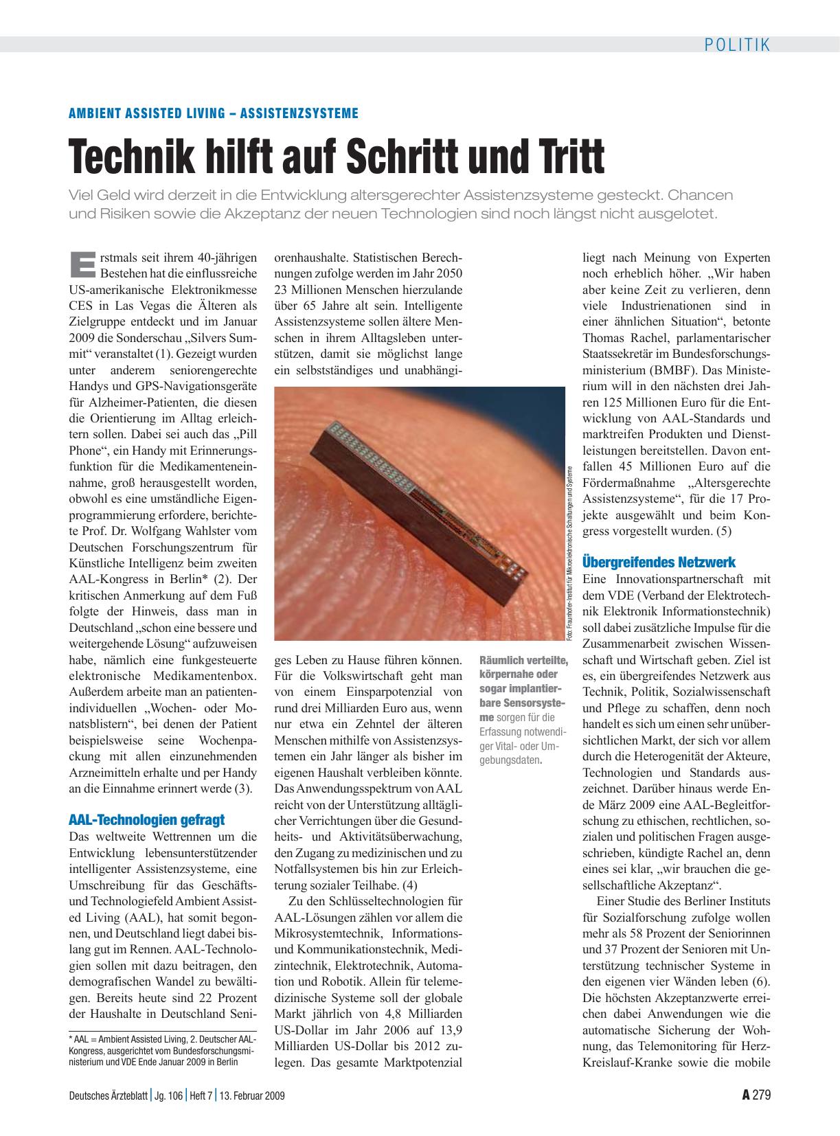 Vorschauseite 1: Ambient Assisted Living – Assistenzsysteme: Technik hilft auf Schritt und Tritt