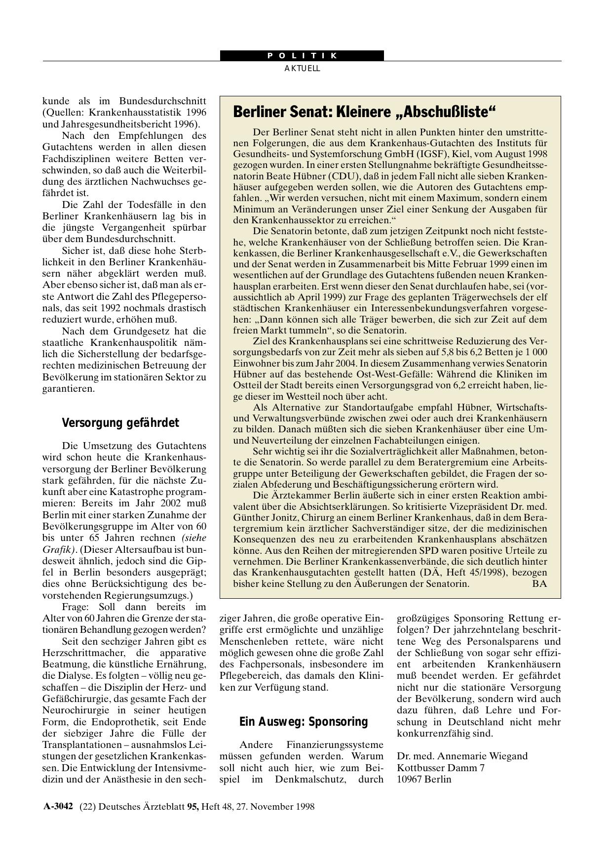 Vorschauseite 1: Berliner Senat: Kleinere „Abschußliste“