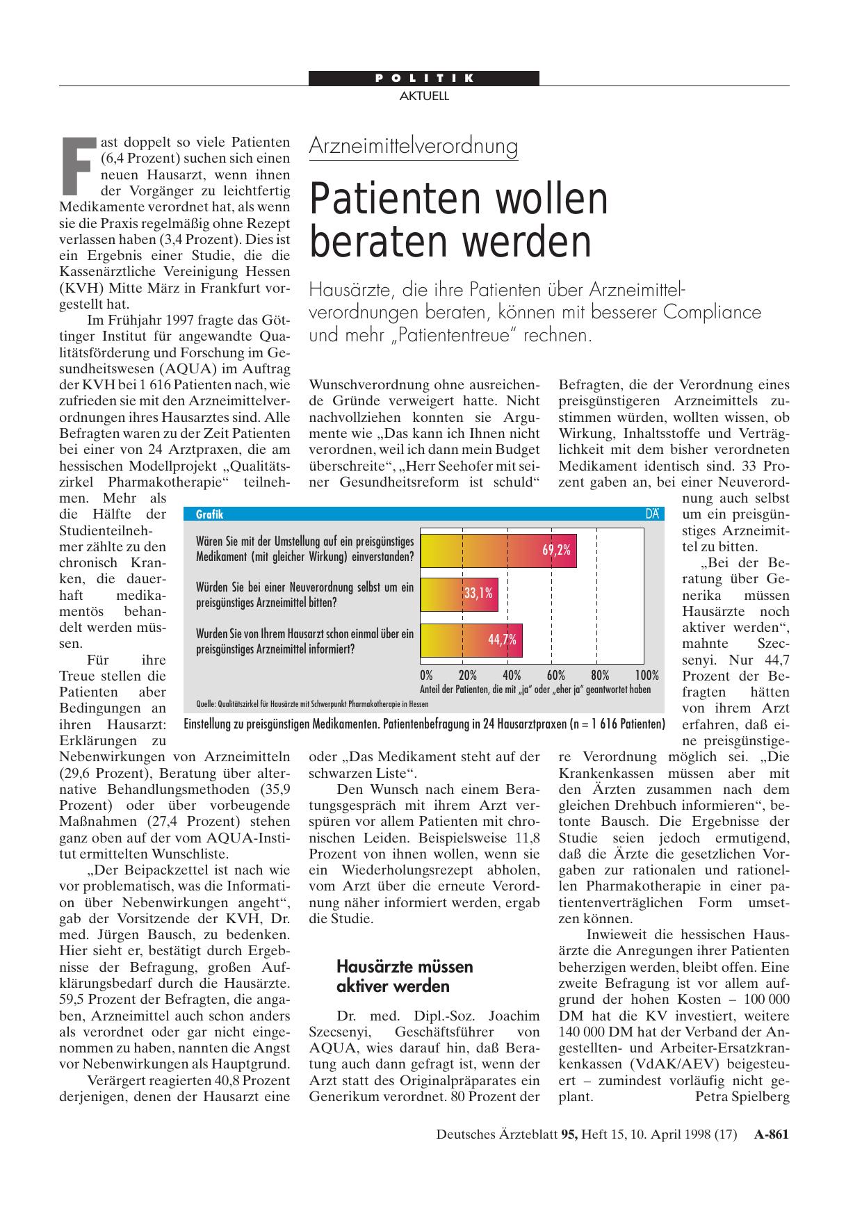 Vorschauseite 1: Arzneimittelverordnung: Patienten wollen beraten werden