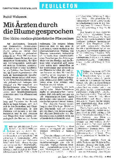 Vorschauseite 1: Mit Ärzten durch die Blume gesprochen: Eine kleine medico-philatelistische Pflanzenlese