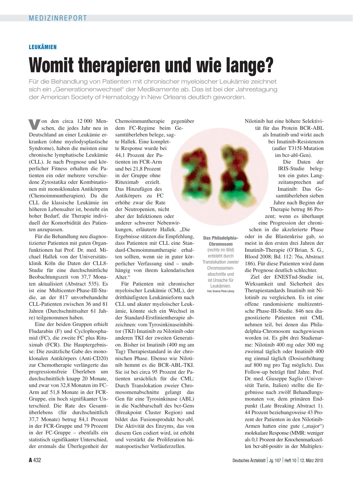 Vorschauseite 1: Leukämien: Womit therapieren und wie lange?