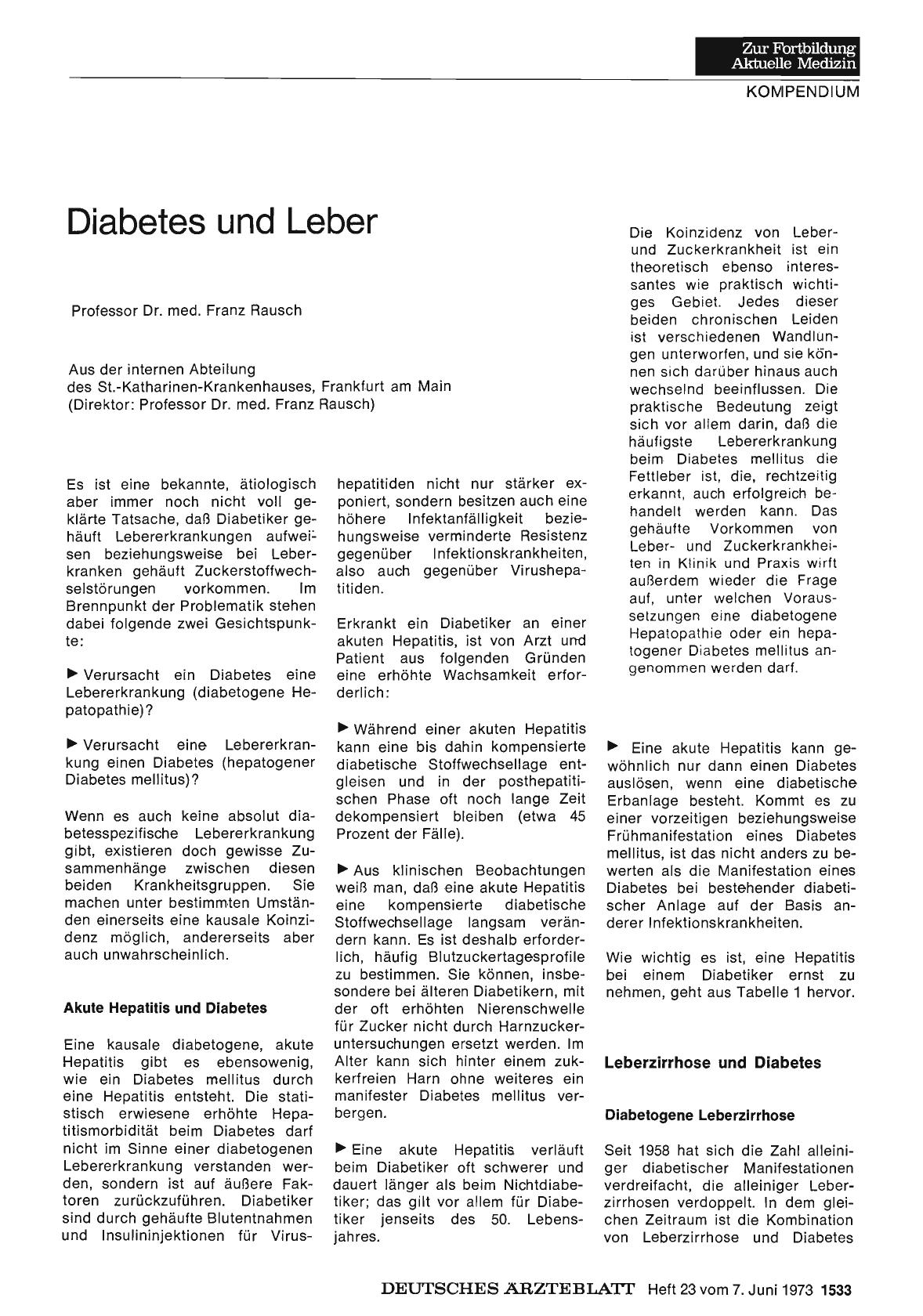 Vorschauseite 1: Diabetes und Leber