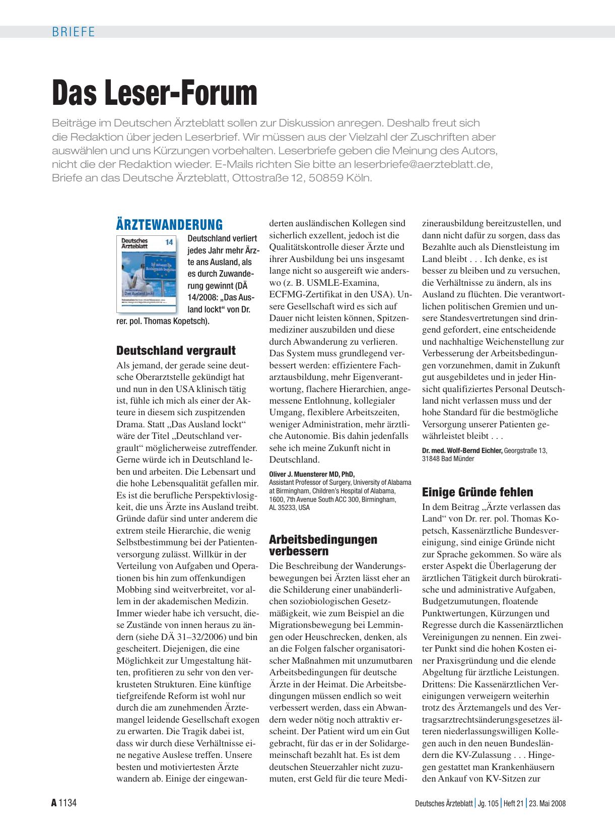 Vorschauseite 1: Ärztewanderung: Einige Gründe fehlen