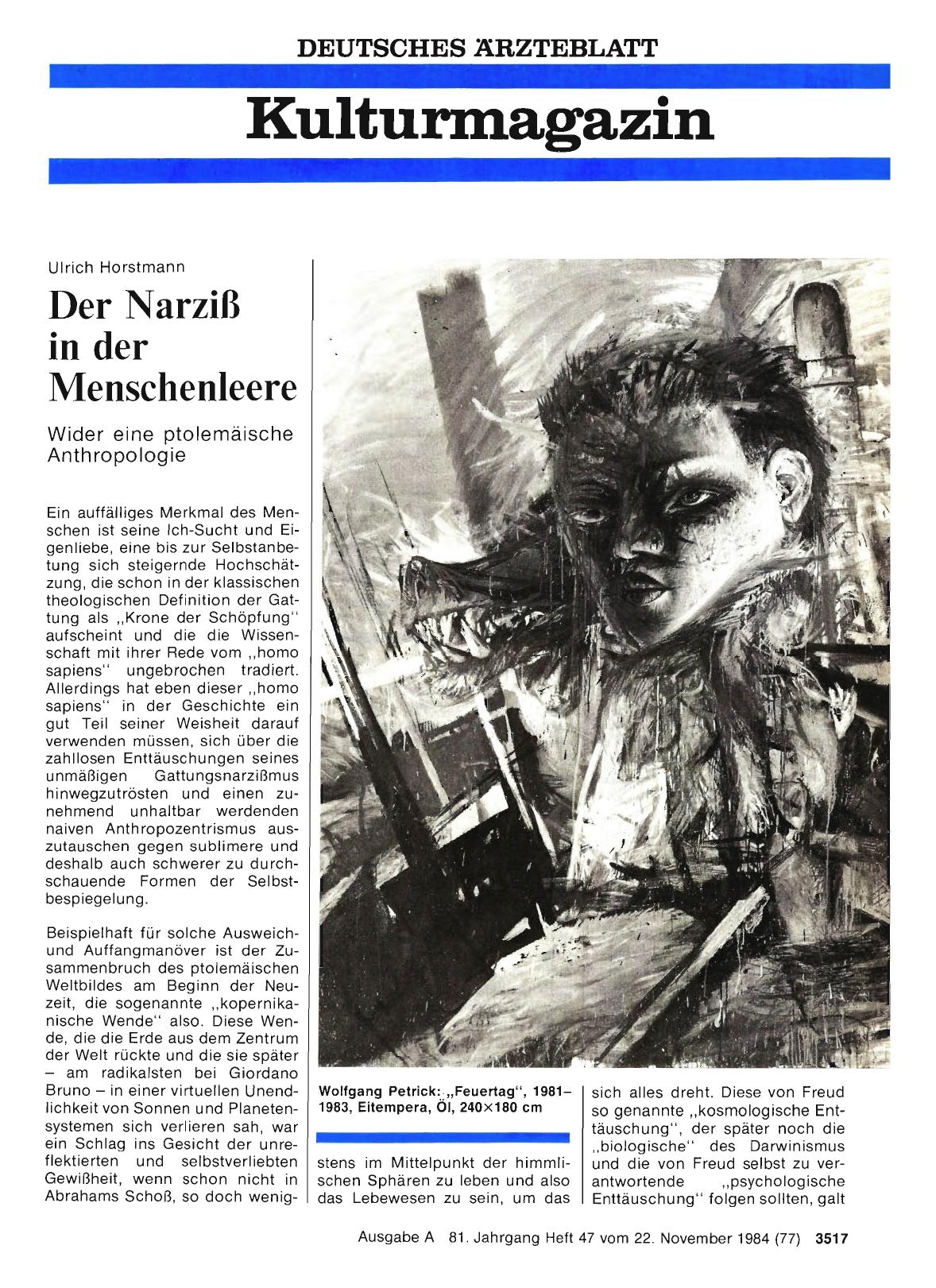 Vorschauseite 1: Der Narziß in der Menschenleere: Wider eine ptolemäische Anthropologie