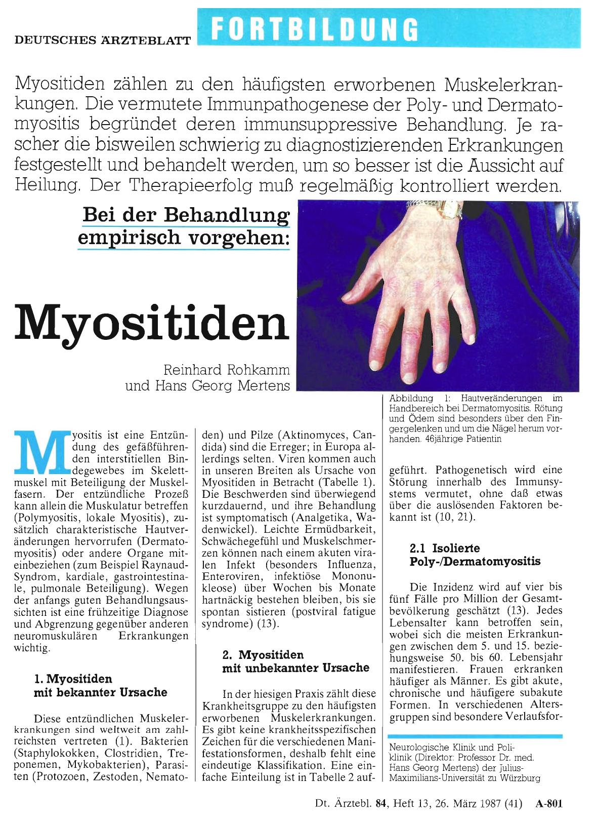Vorschauseite 1: Bei der Behandlung empirisch vorgehen: Myositiden