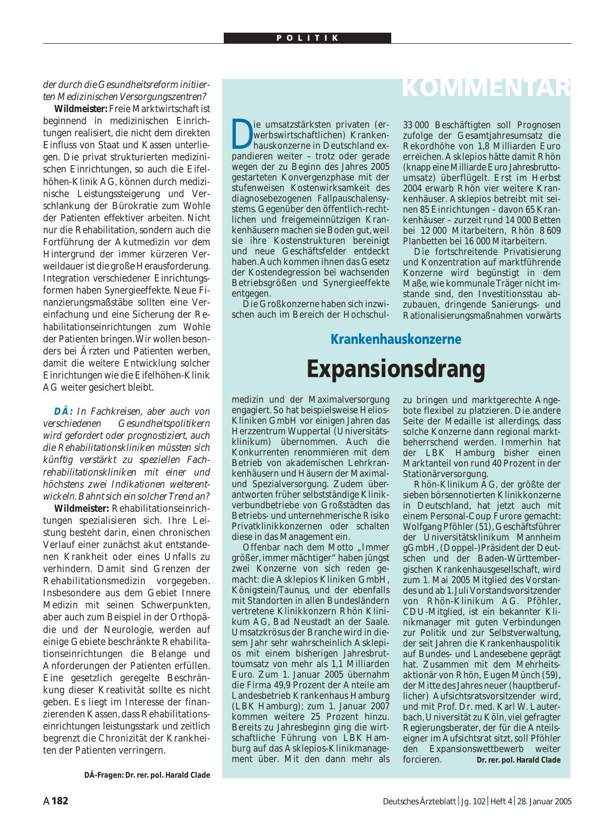 Vorschauseite 1: Krankenhauskonzerne: Expansionsdrang