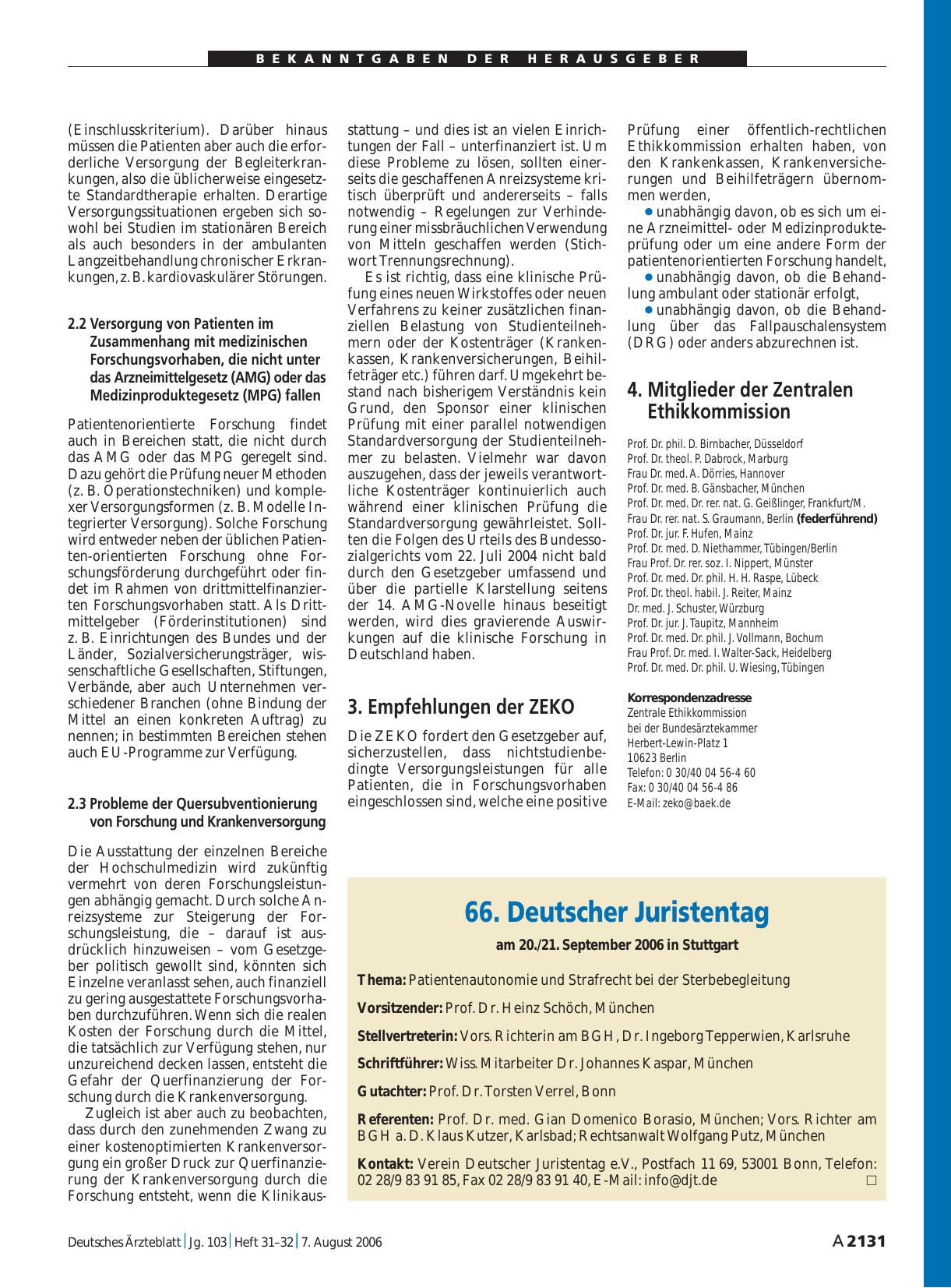Vorschauseite 1: 66. Deutscher Juristentag am 20. /21. September 2006 in Stuttgart