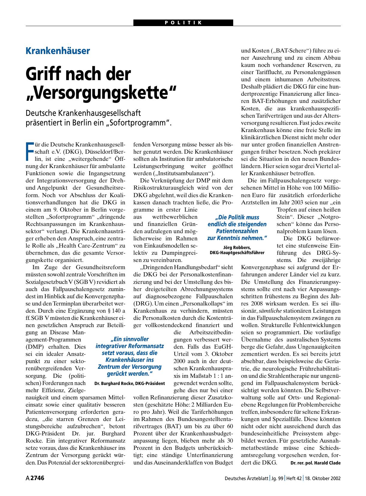 Vorschauseite 1: Krankenhäuser: Griff nach der „Versorgungskette“