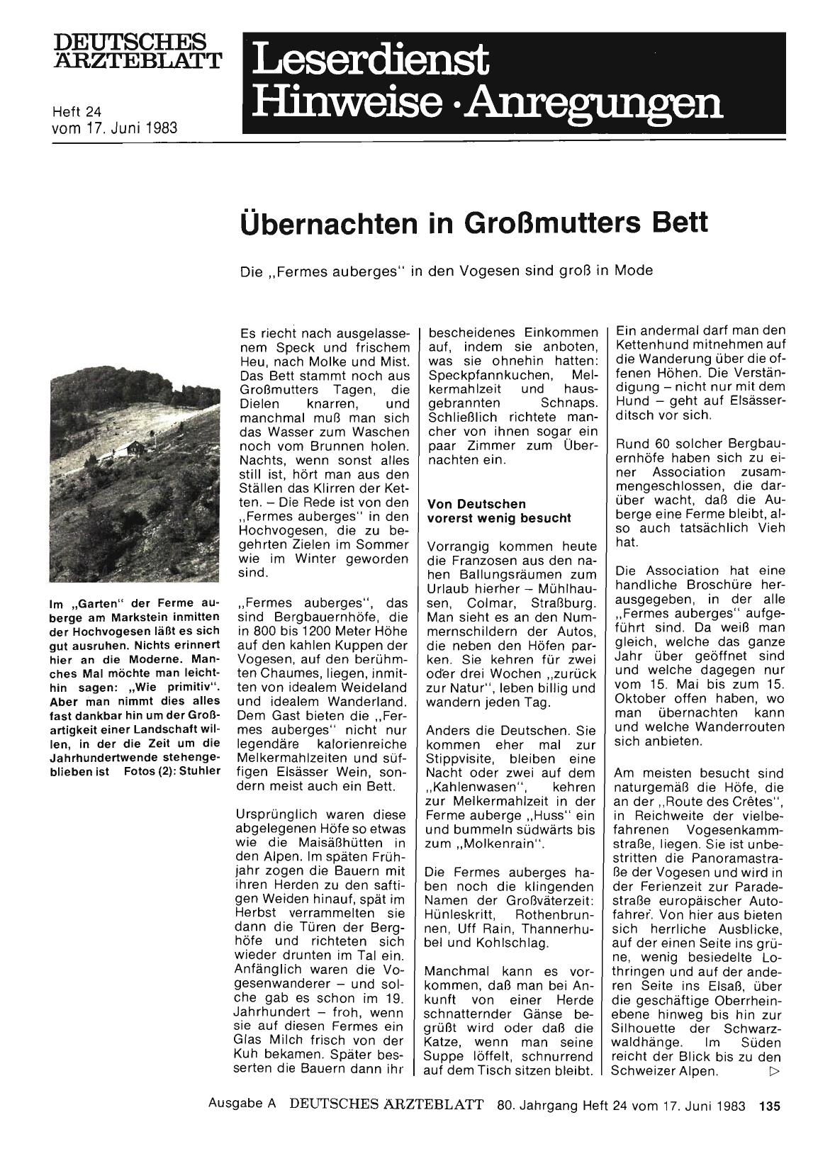 Vorschauseite 1: Übernachten in Großmutters Bett: Die „Fermes auberges“ in den Vogesen sind groß in Mode