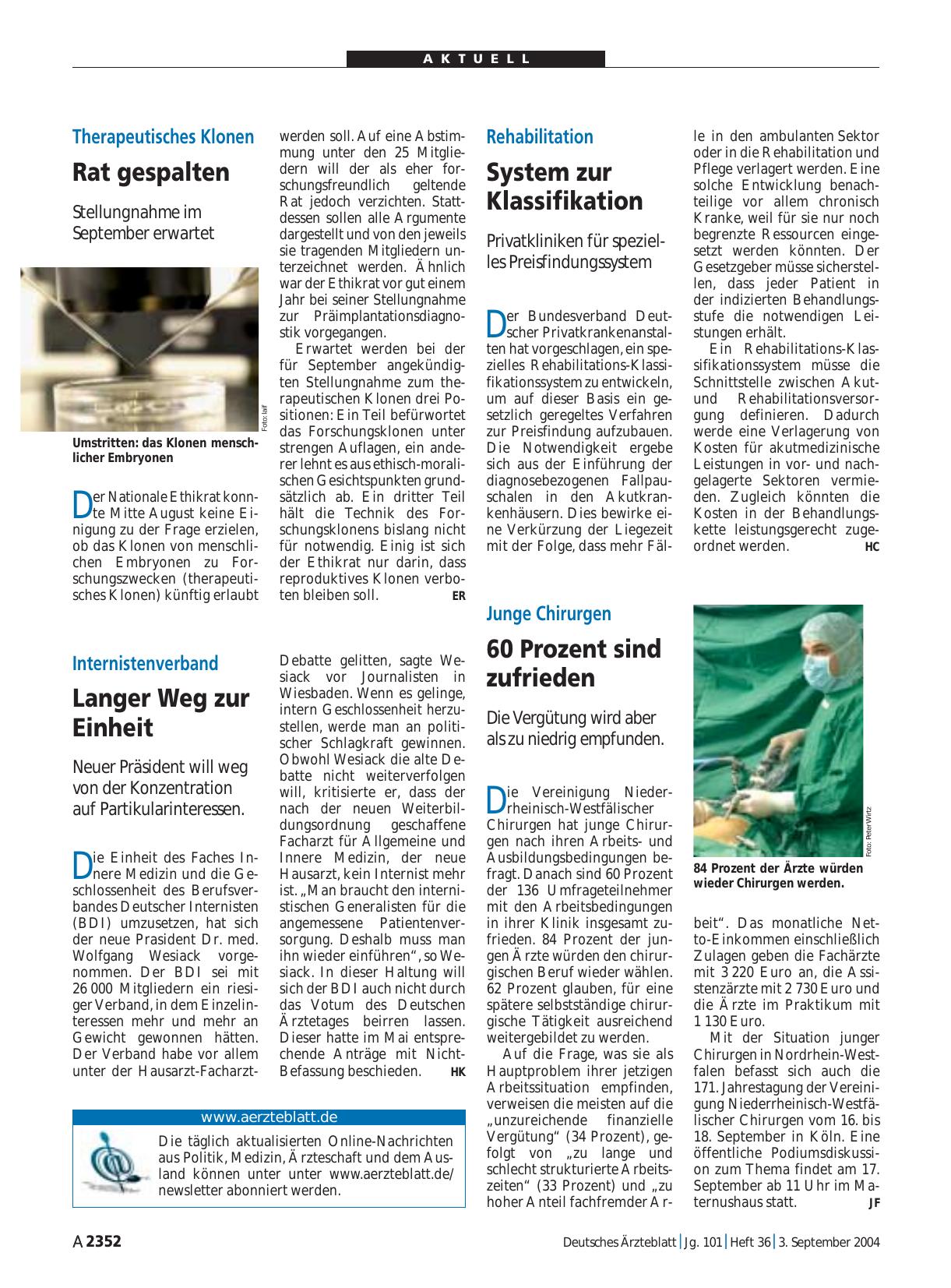 Vorschauseite 1: Therapeutisches Klonen: Rat gespalten