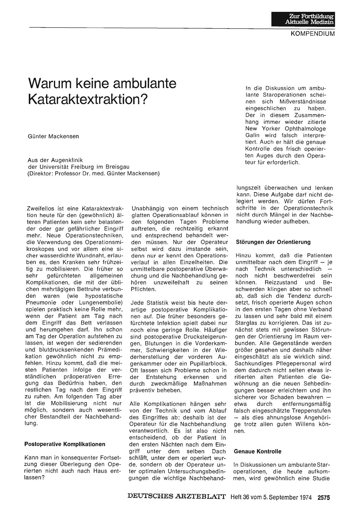 Vorschauseite 1: Warum keine ambulante Kataraktextraktion?