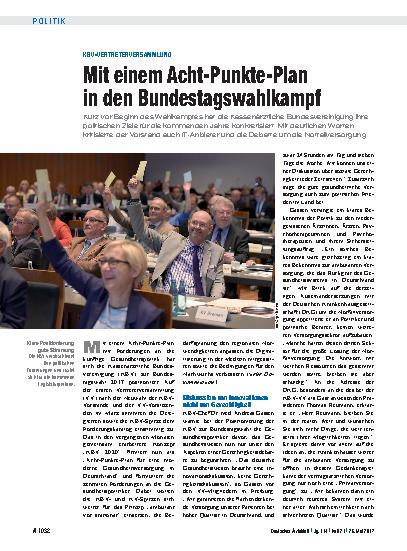 Vorschauseite 1: KBV-Vertreterversammlung: Mit einem Acht-Punkte-Plan in den Bundestagswahlkampf
