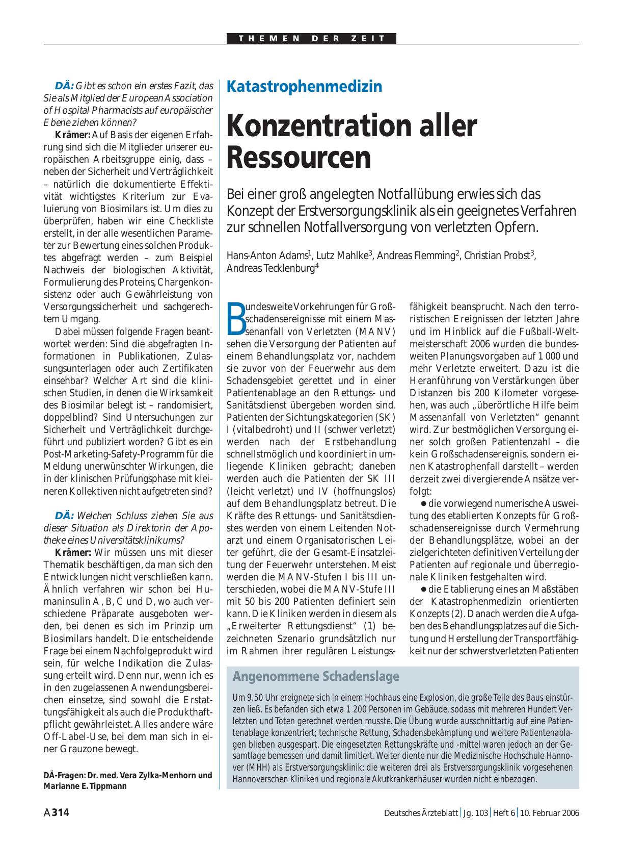 Vorschauseite 1: Katastrophenmedizin: Konzentration aller Ressourcen