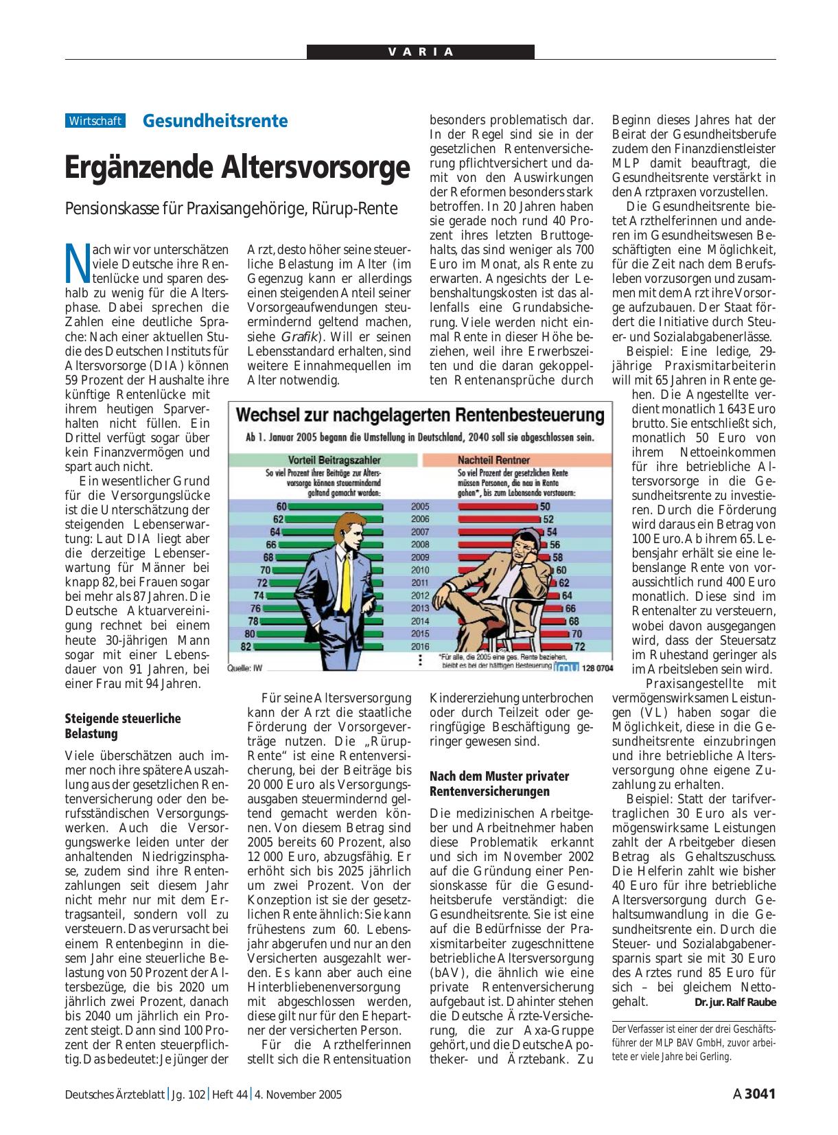 Vorschauseite 1: Gesundheitsrente: Ergänzende Altersvorsorge