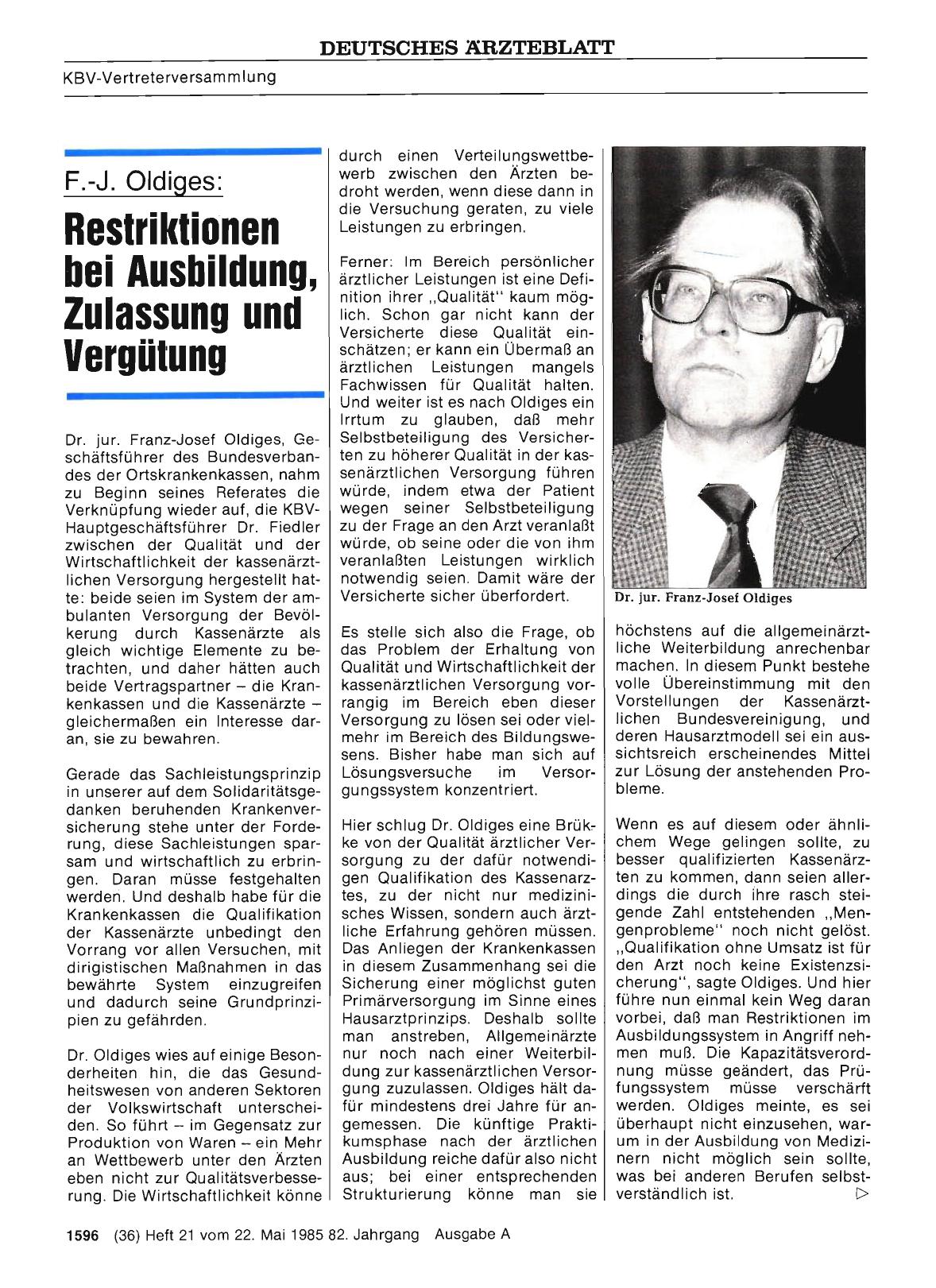 Vorschauseite 1: F. -J. Oldiges: Restriktionen bei Ausbildung, Zulassung und Vergütung