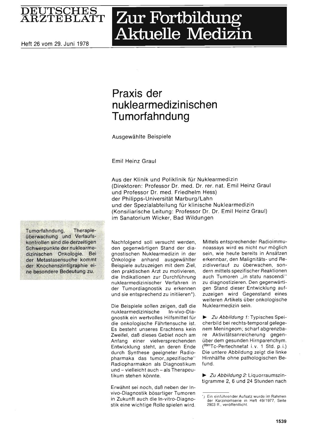 Vorschauseite 1: Praxis der nuklearmedizinischen Tumorfahndung
