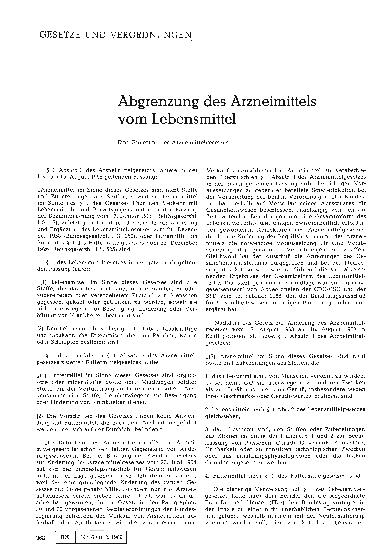 Vorschauseite 1: Abgrenzung des Arzneimittels vom Lebensmittel