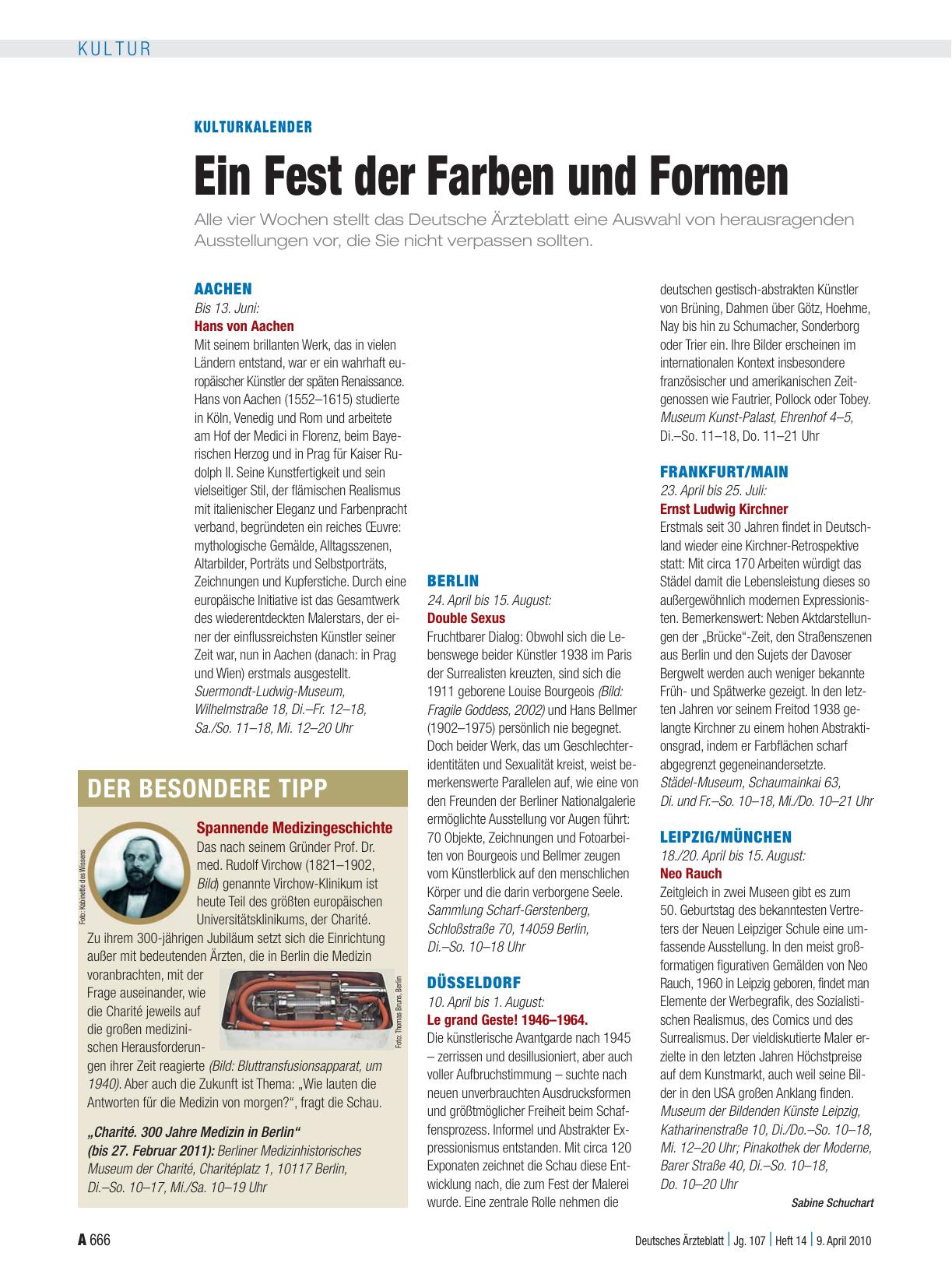 Vorschauseite 1: Kulturkalender: Ein Fest der Farben und Formen