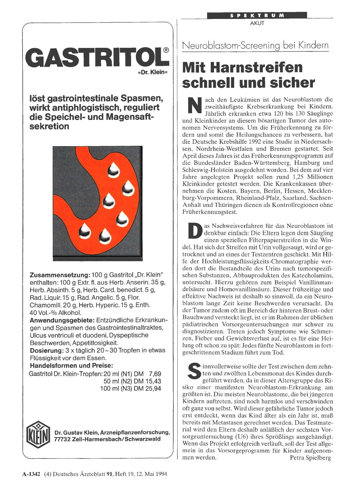 Vorschauseite 1: Neuroblastom-Screening bei Kindern: Mit Harnstreifen schnell und sicher