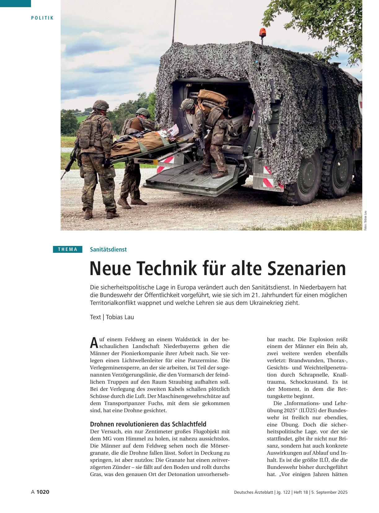Vorschauseite 1: Sanitätsdienst: Neue Technik für alte Szenarien