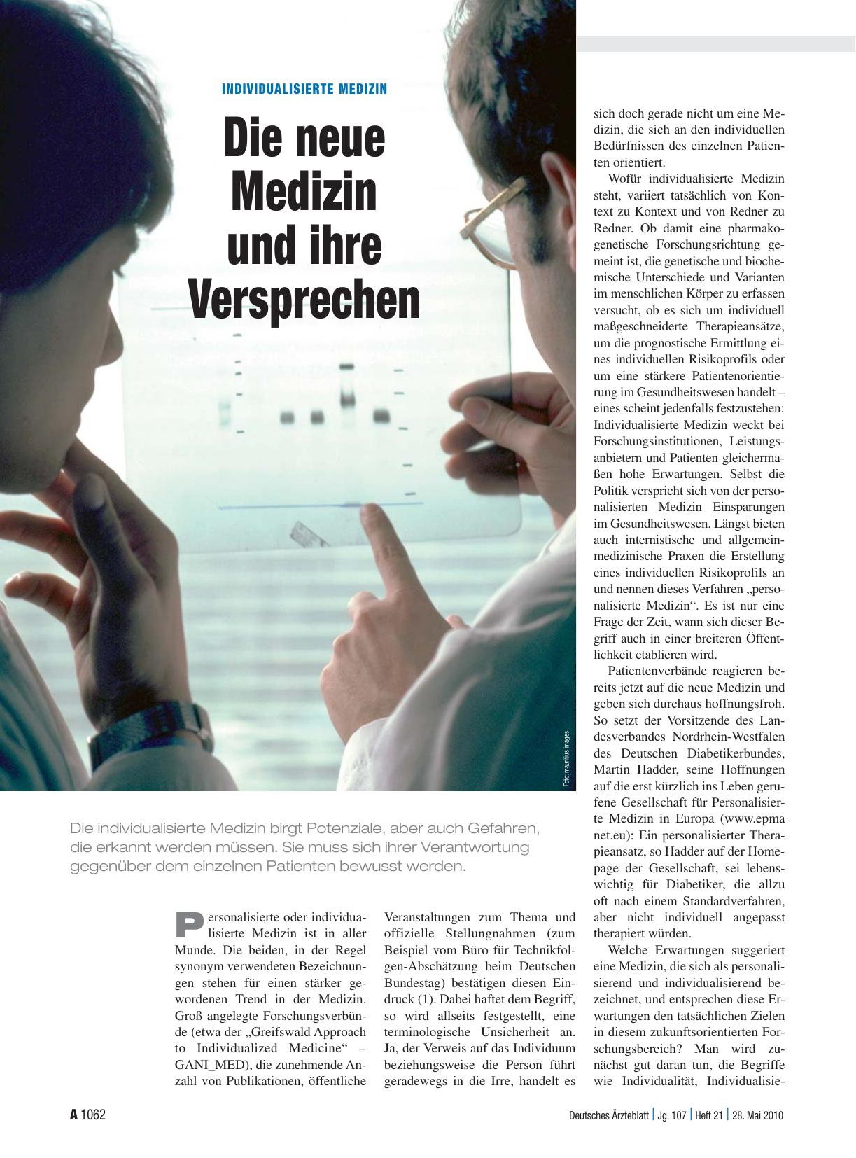 Vorschauseite 1: Individualisierte Medizin: Die neue Medizin und ihre Versprechen