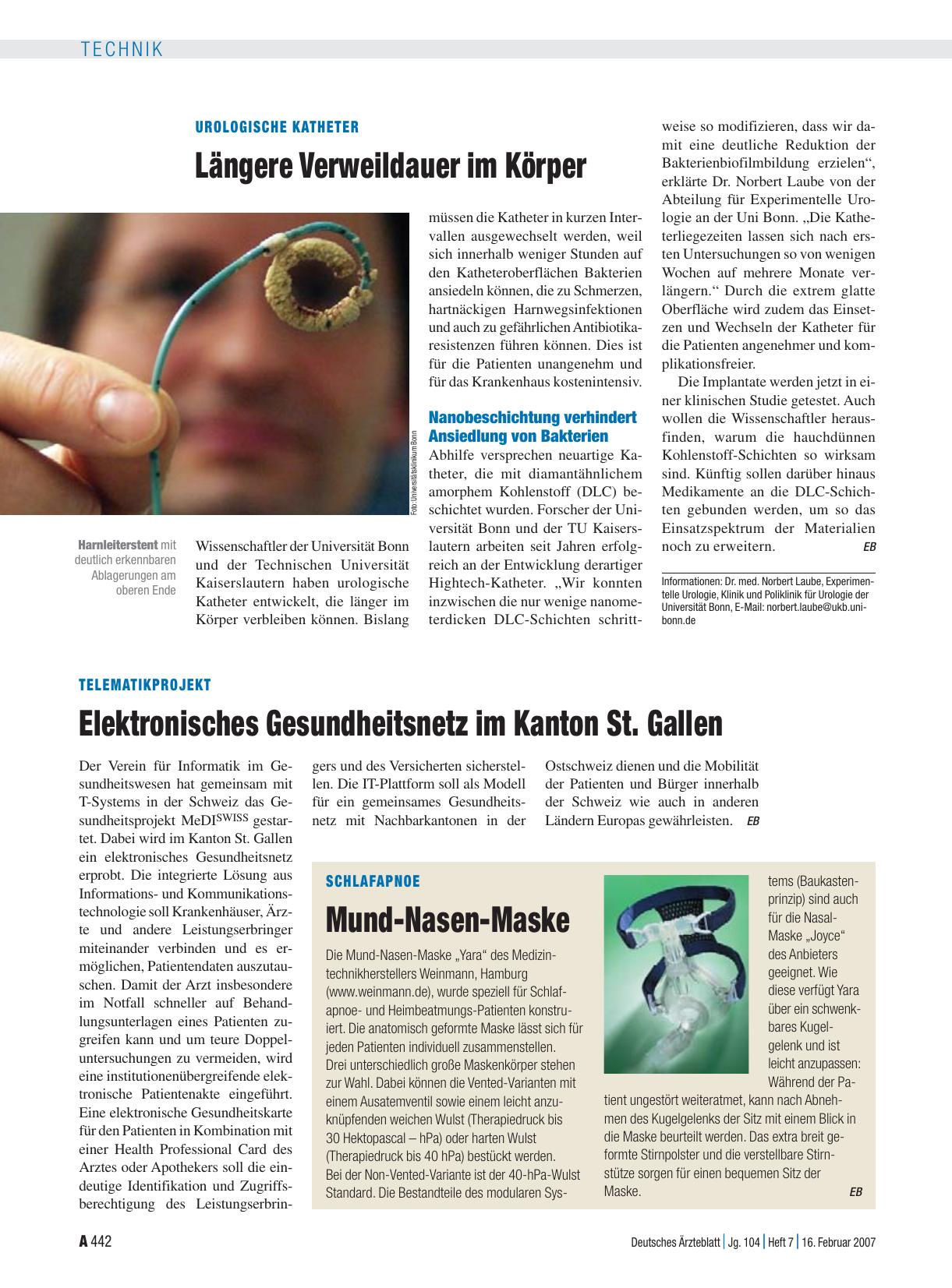 Vorschauseite 1: Urologische Katheter: Längere Verweildauer im Körper